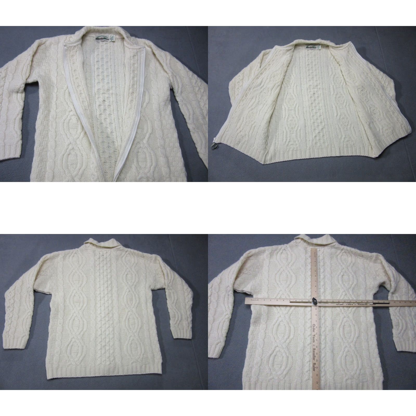 Vintage VINTAGE Aran Crafts Sweater Womens Ivory White Small Full Zip Cardigan Merino Wool Cable Size S / US 4 / IT 40 - 8 Thumbnail