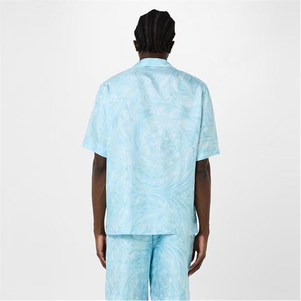 Versace o1g2r1mq0824 Barocco Silk Shirts in Light Blue Size US M / EU 48-50 / 2 - 5 Thumbnail
