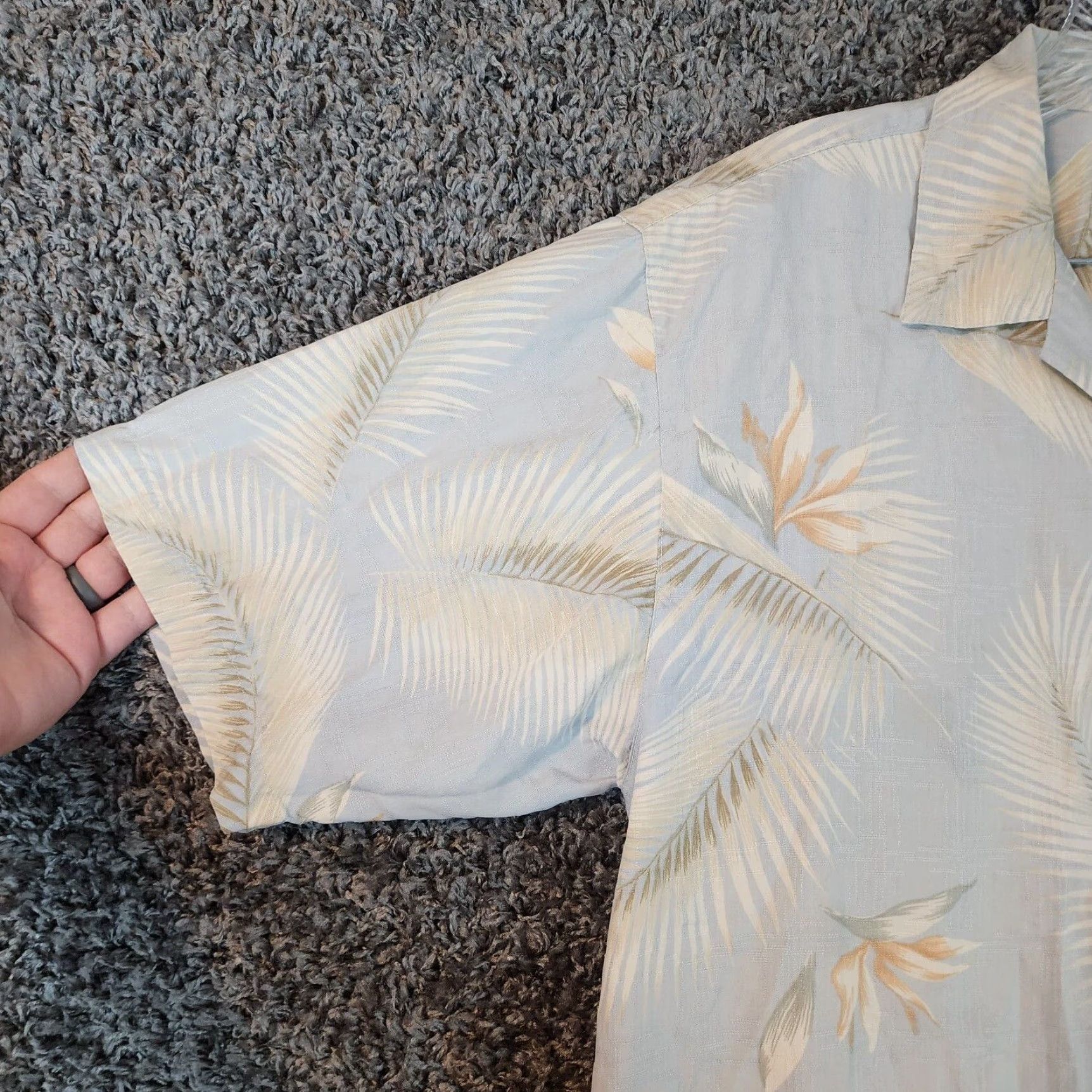 Vintage VINTAGE Luau Silk Floral Button-Up Shirt Adult Medium Blue Casual Mens Size US 31 - 2 Thumbnail