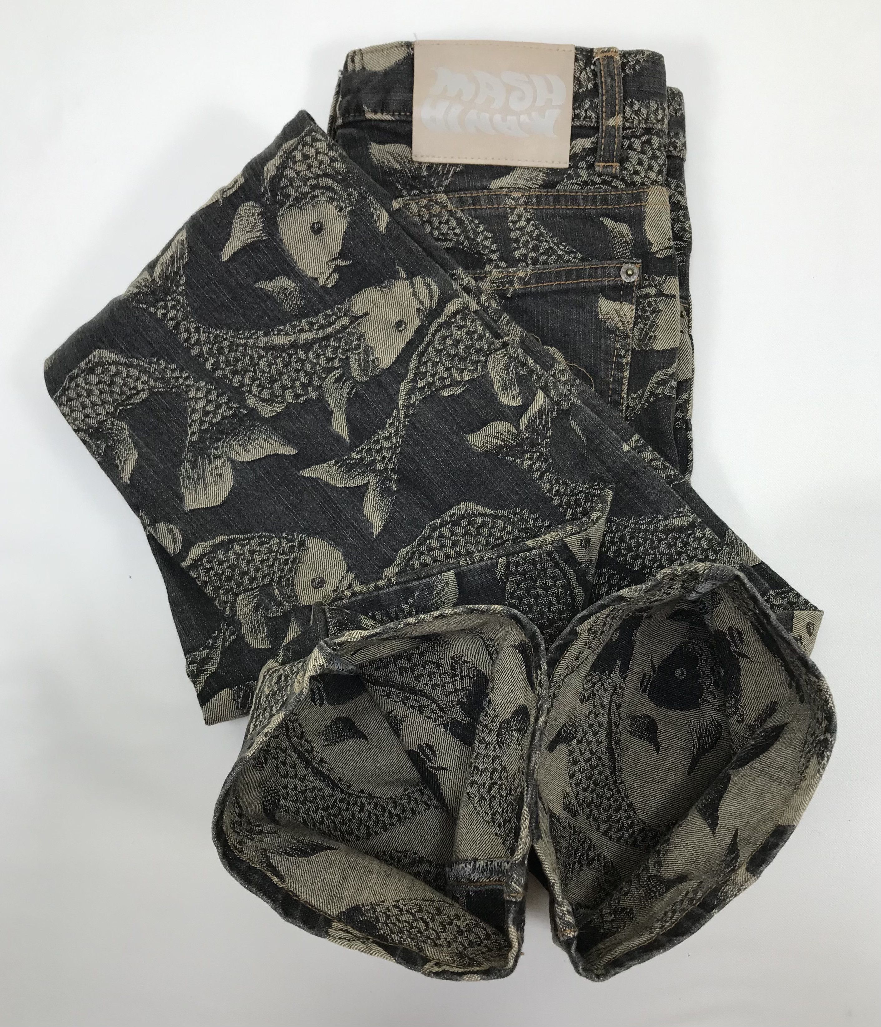 If Six Was Nine Vintage Japanese Art Embroidered Koi Fish Flare Jeans Size US 29 - 17 Thumbnail