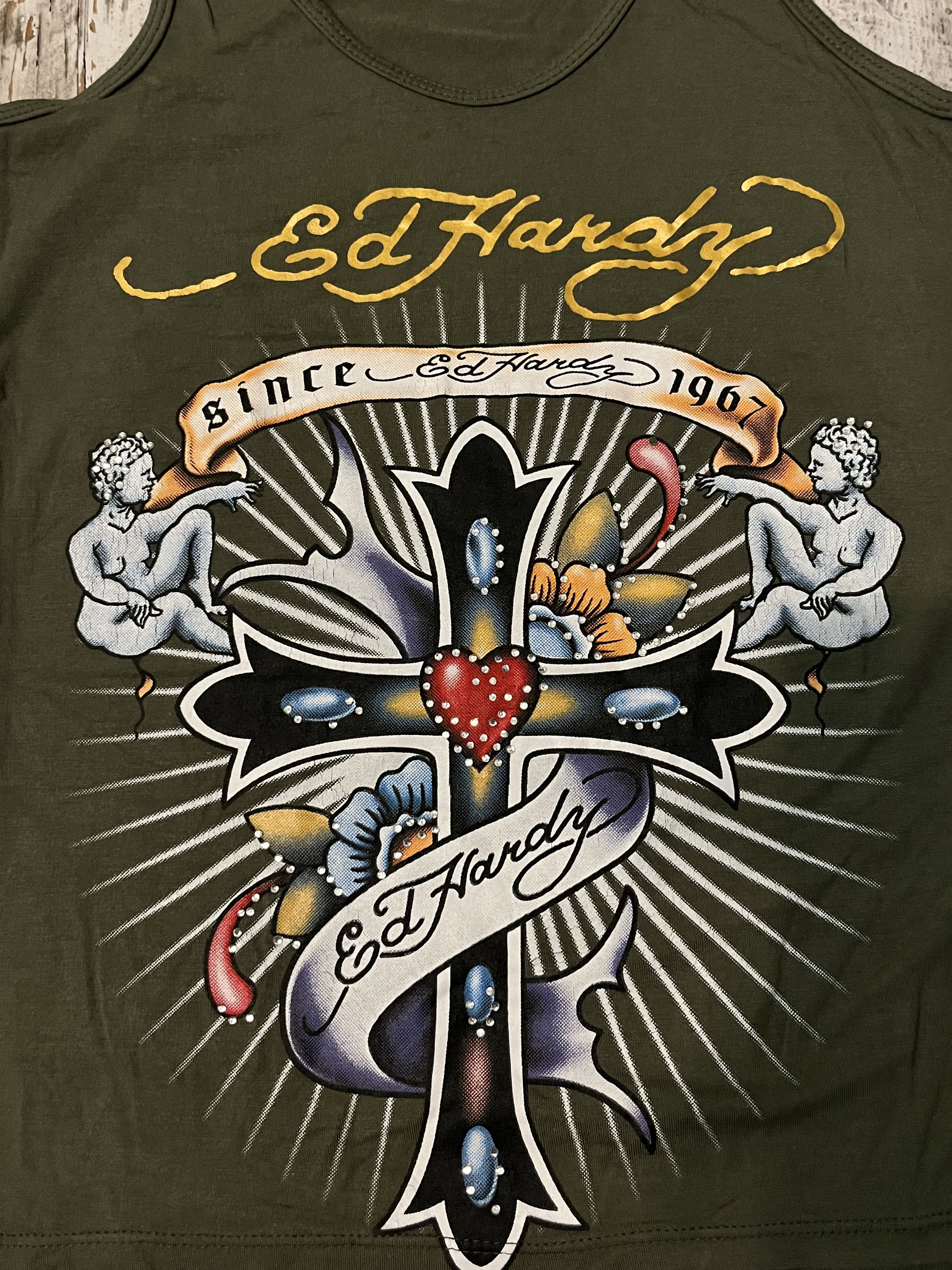 Christian Audigier × Ed Hardy × Vintage Ed Hardy Cross Skull Love Kill Slowly Overprint Tank Top Size S / US 4 / IT 40 - 8 Thumbnail