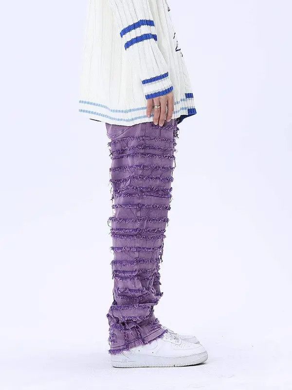 VIBE Purple Distressed Denim Jeans Size US 34 / EU 50 - 3 Thumbnail