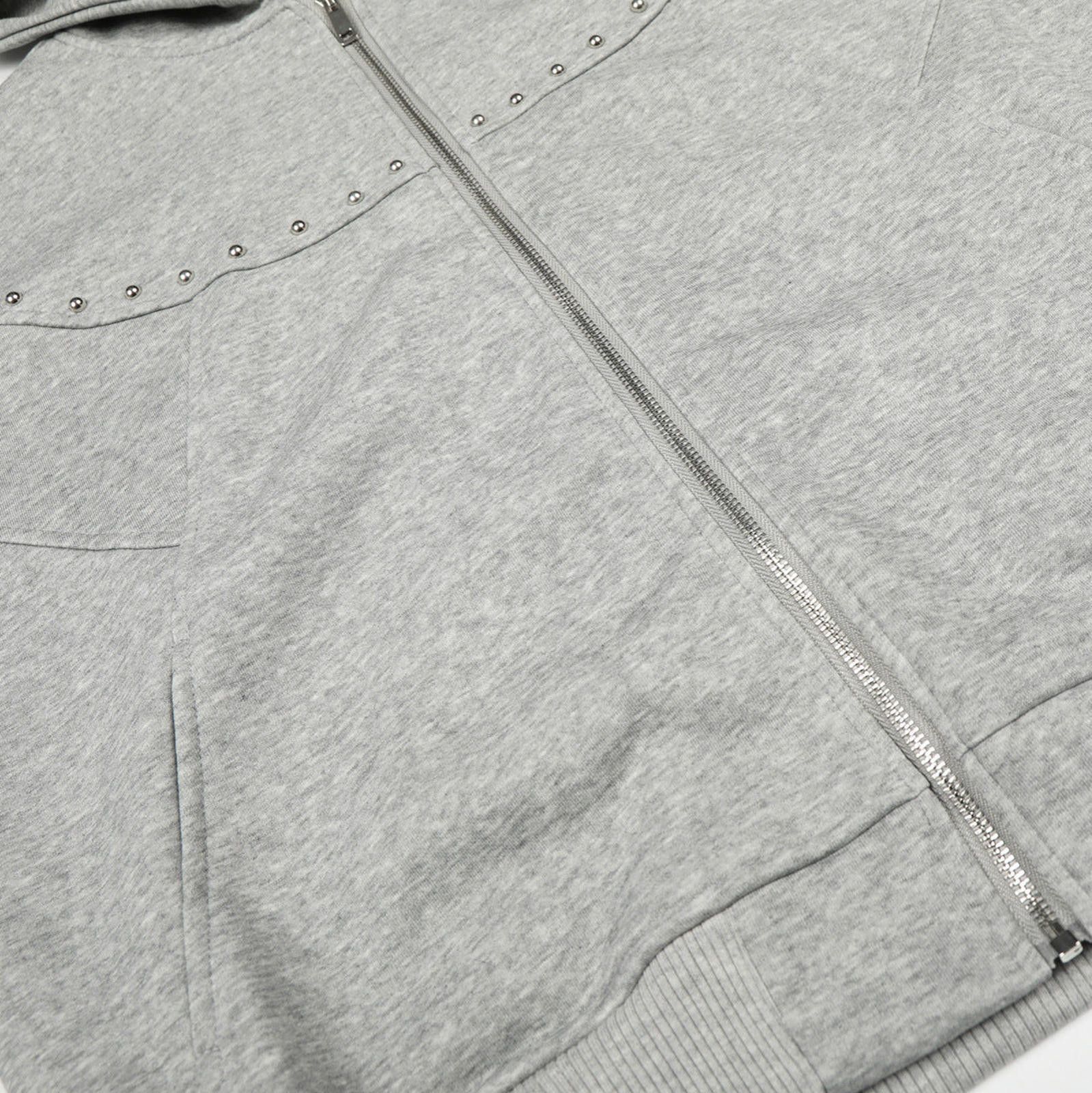 Japanese Brand Black Studded Zip-Up Hoodie, Streetwear Jacket Size US M / EU 48-50 / 2 - 4 Thumbnail