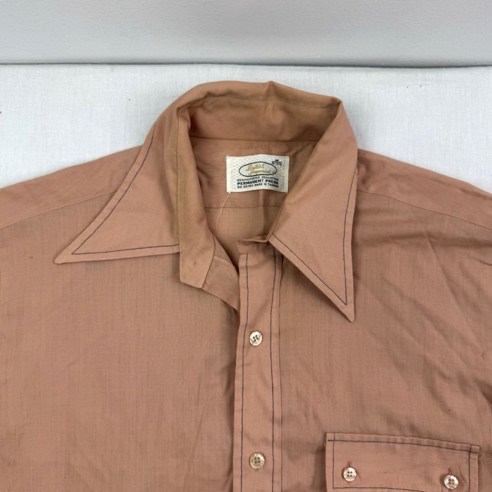 Imperial Vintage British Imperial 60s 70s Button Up Shirt - Adult Medium Pink Cotton Size US M / EU 48-50 / 2 - 5 Thumbnail