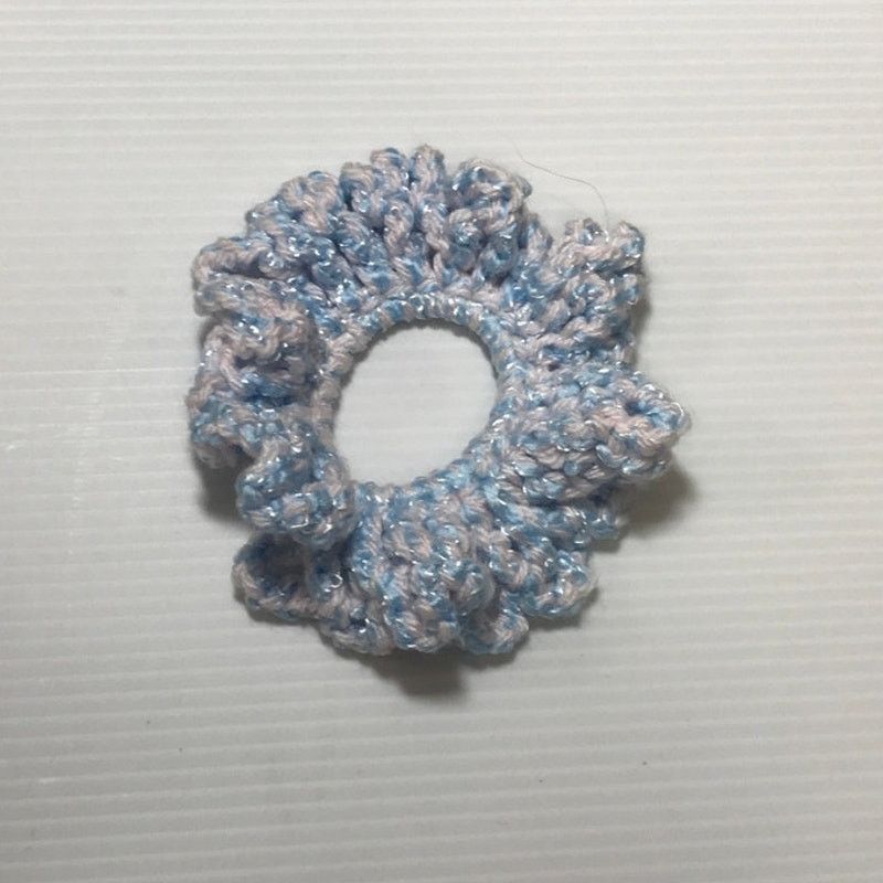 Handmade NWT Pink Blue Handmade Crocheted Hair Scrunchie Size ONE SIZE - 1 Thumbnail