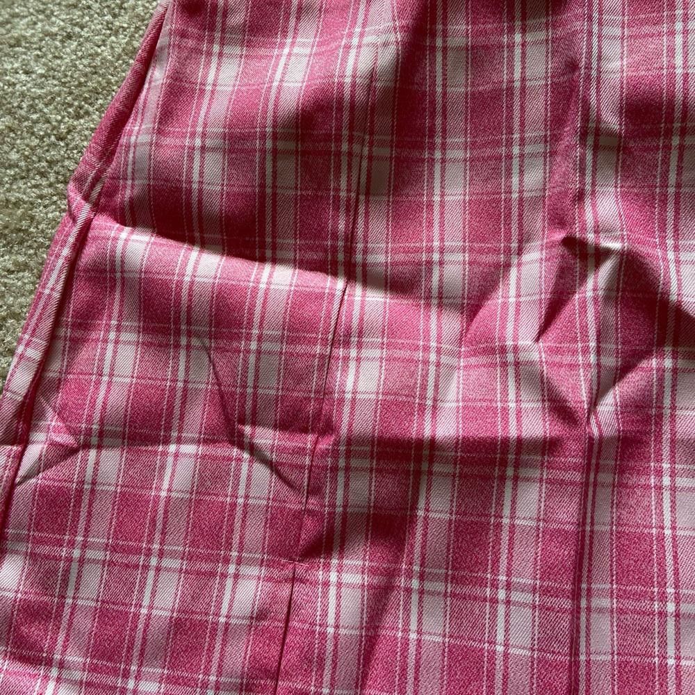 Designer Nasty Gal Pink High Waisted Plaid Slit Mini Skirt Size 27" / US 4 / IT 40 - 6 Thumbnail