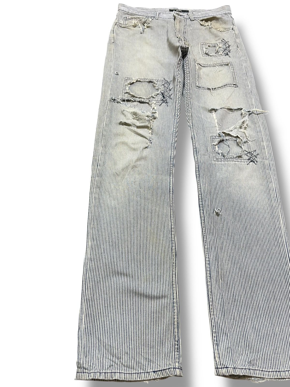 Beams Japan Vintage Beams Hickory Stripe Distressed Denim Size US 30 / EU 46 - 3 Thumbnail
