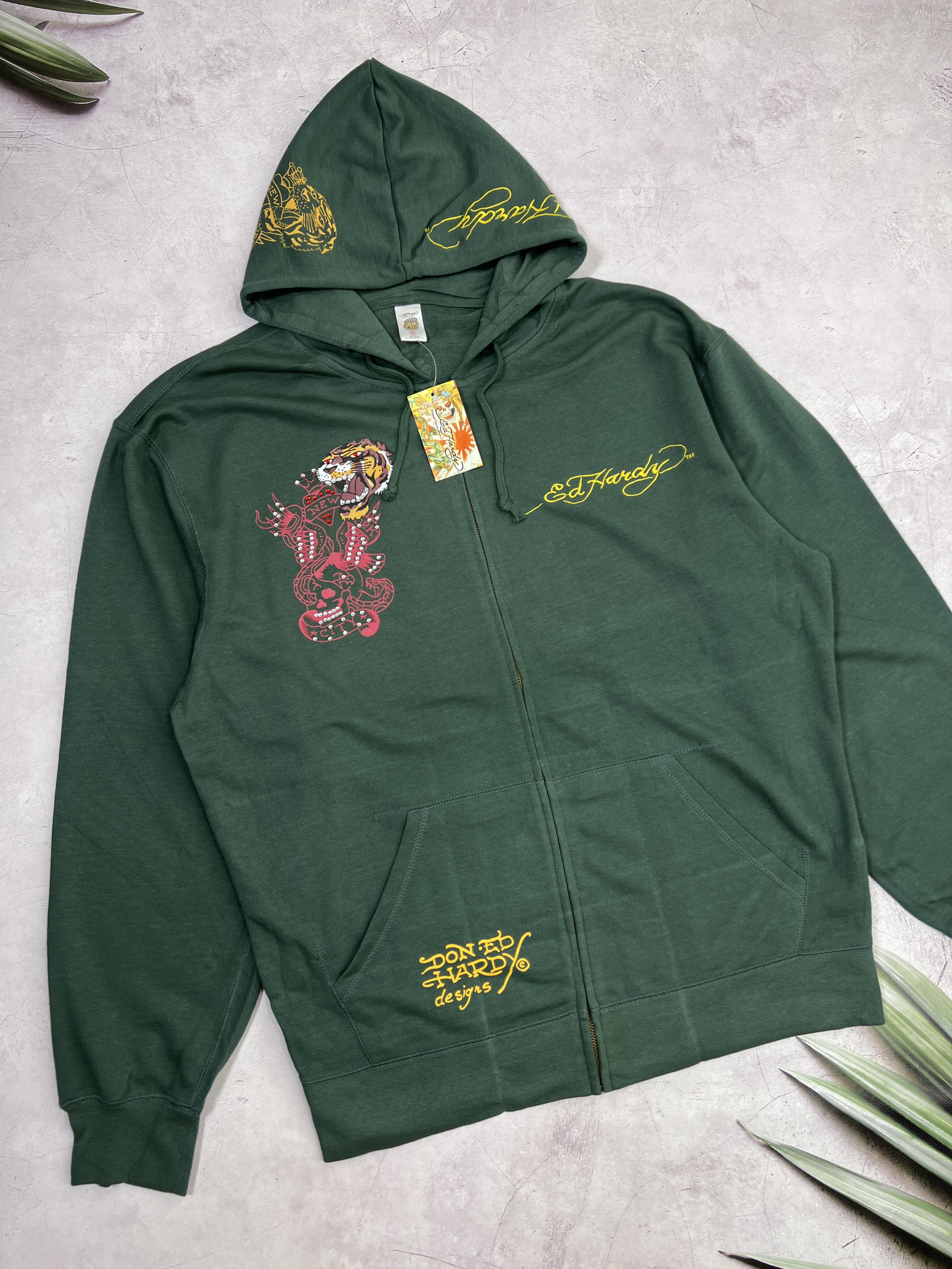 Ed Hardy Y2K Ed Hardy Zip Up Hoodie Christian Audigier Tiger & Skull Size US XL / EU 56 / 4 - 3 Thumbnail