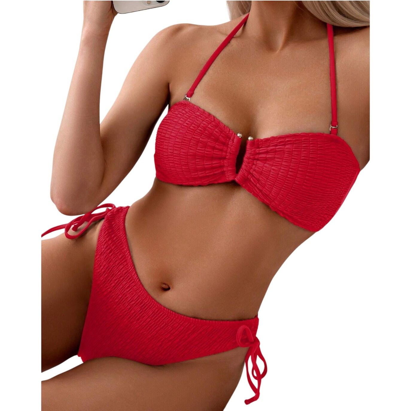 Shein Minimalist Strapless Bikini in Red, Size M Size ONE SIZE - 2 Thumbnail