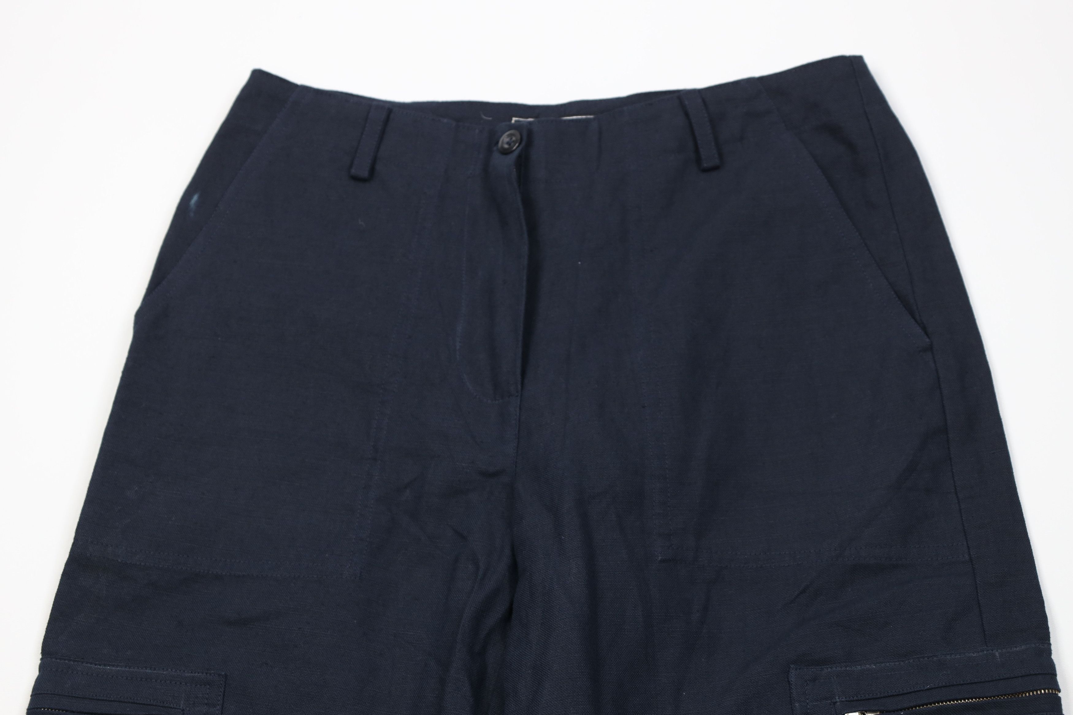 Vintage Vintage 70s Streetwear Baggy Wide Leg Cargo Pants Navy Blue Size 28" / US 6 / IT 42 - 2 Thumbnail