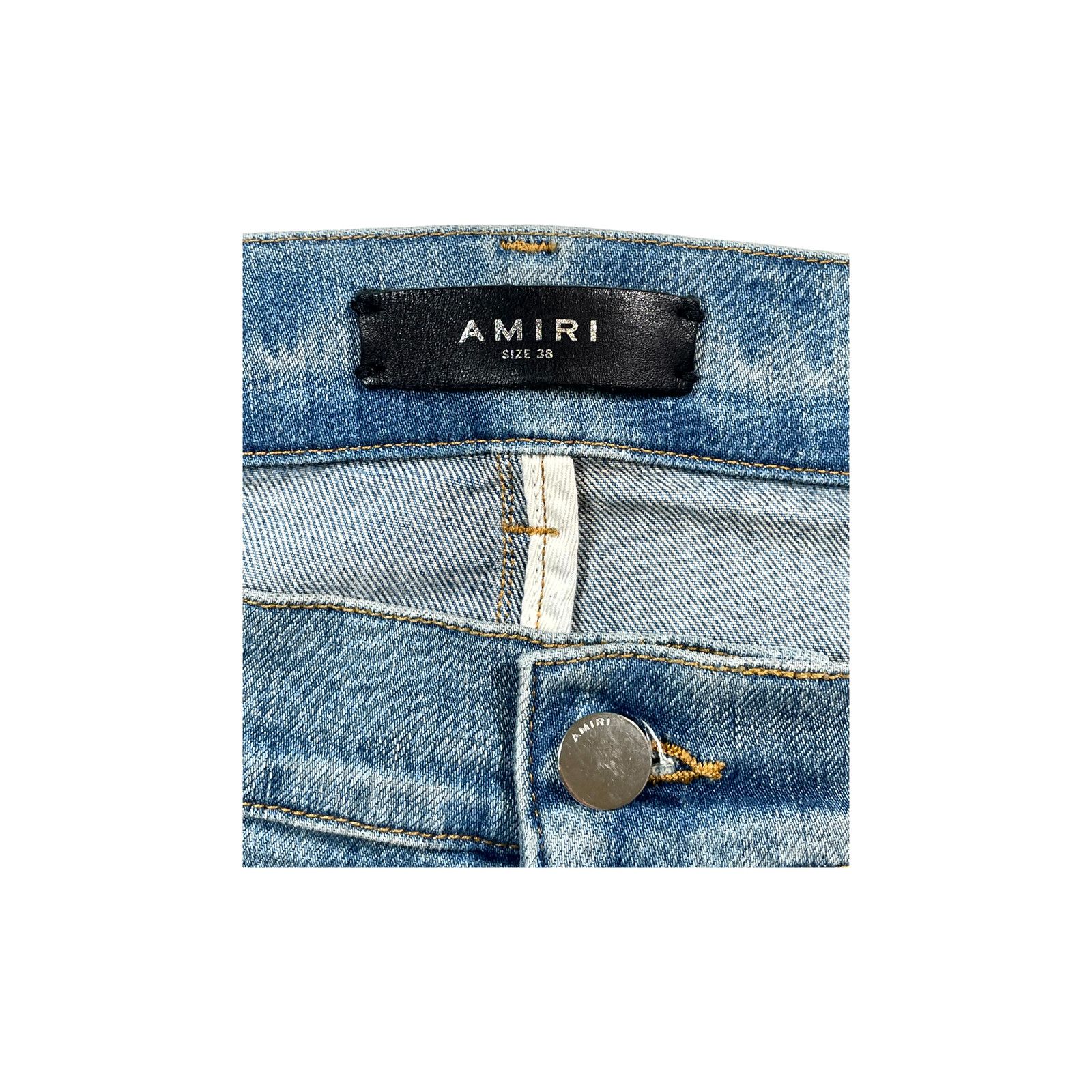 Amiri Amiri MX2 Plaid Patch Light Wash, Orange & Blue Jeans Size US 38 / EU 54 - 4 Thumbnail
