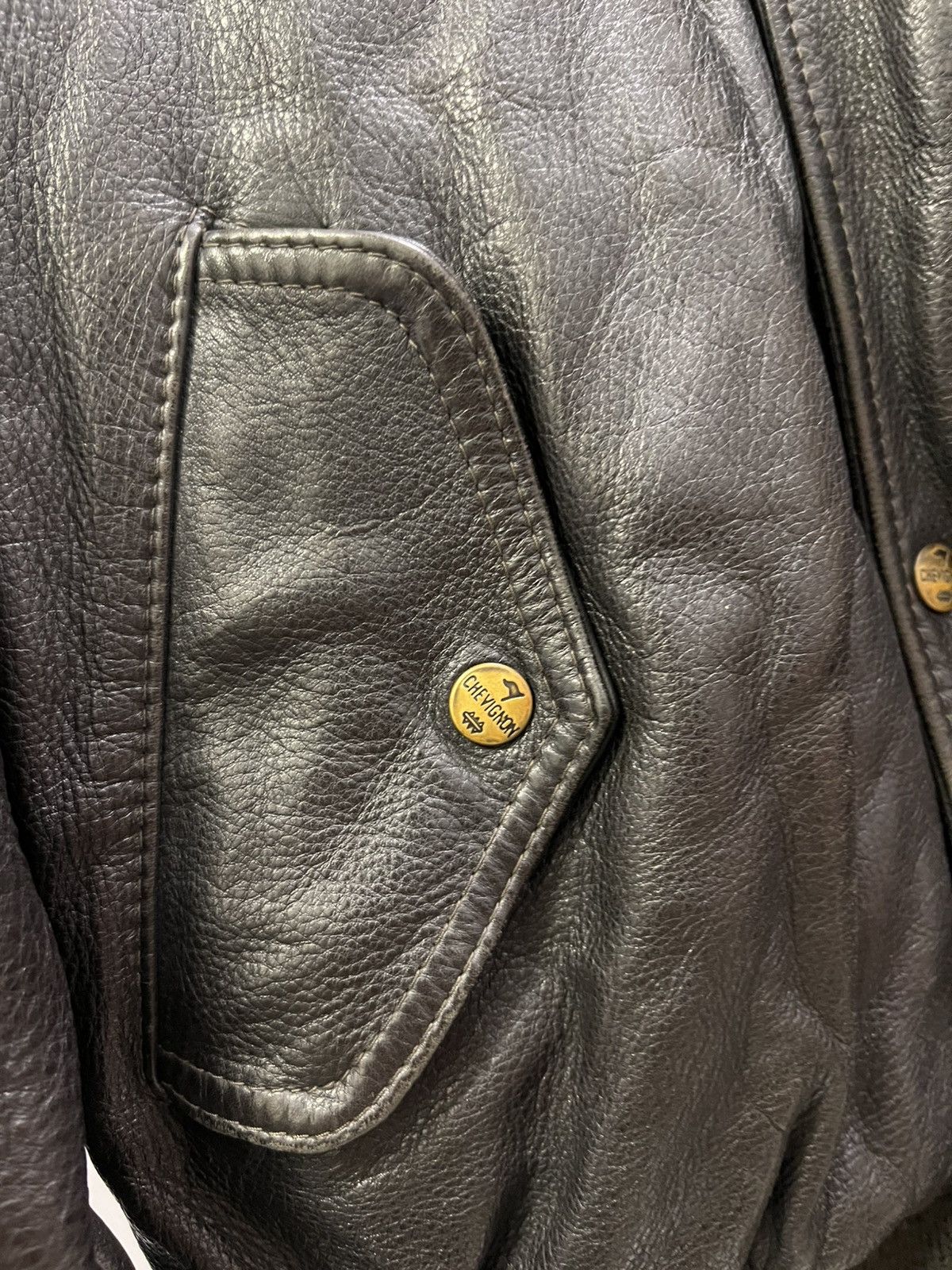Chevignon × Vintage Chevignon super vintage retro black leather jacket Size US XL / EU 56 / 4 - 8 Thumbnail