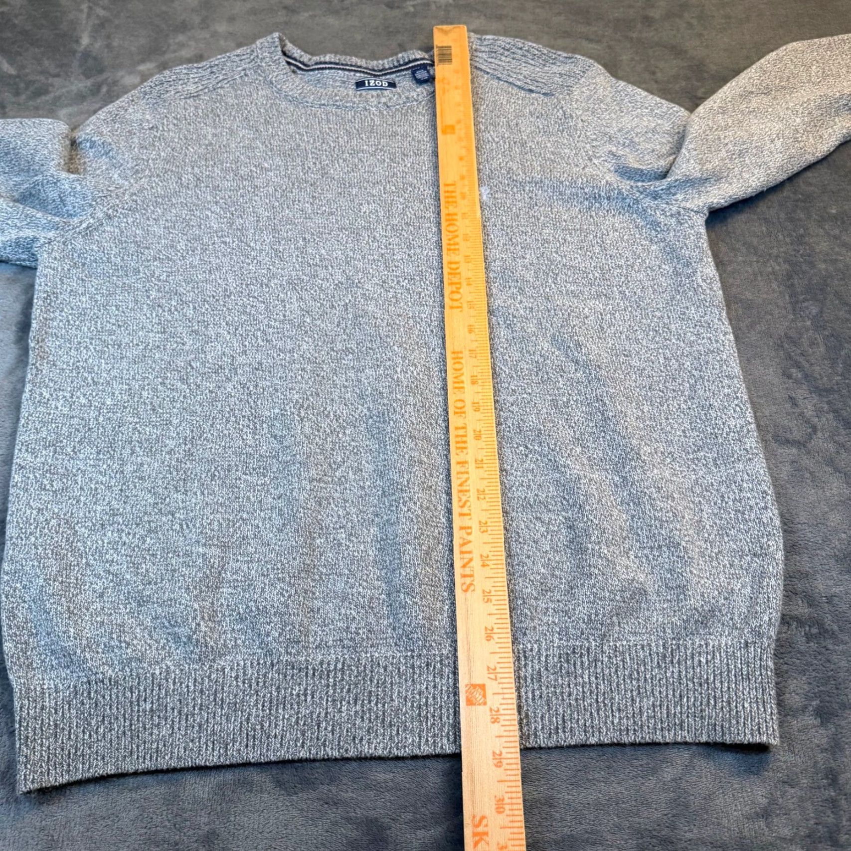 Izod VINTAGE IZOD Grey Marl Cotton Blend Crewneck Sweater Ribbed Trim Embroidered Logo Mens Large Size US L / EU 52-54 / 3 - 7 Thumbnail