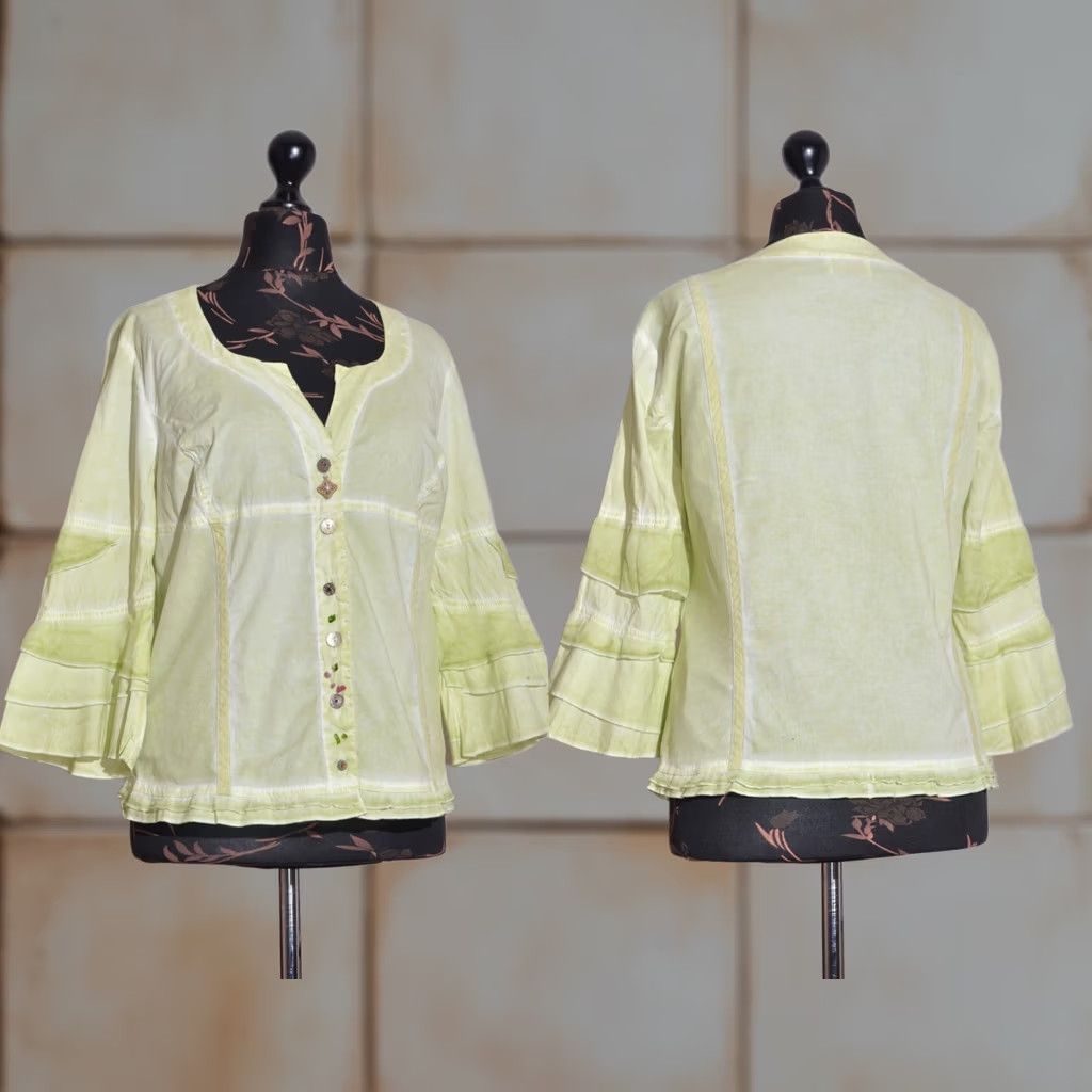 Vintage ELISA CAVALETTI Blouse Shirt Long Sleeve Stretch Button XL Green Womens Size XL / US 12-14 / IT 48-50 - 1 Thumbnail