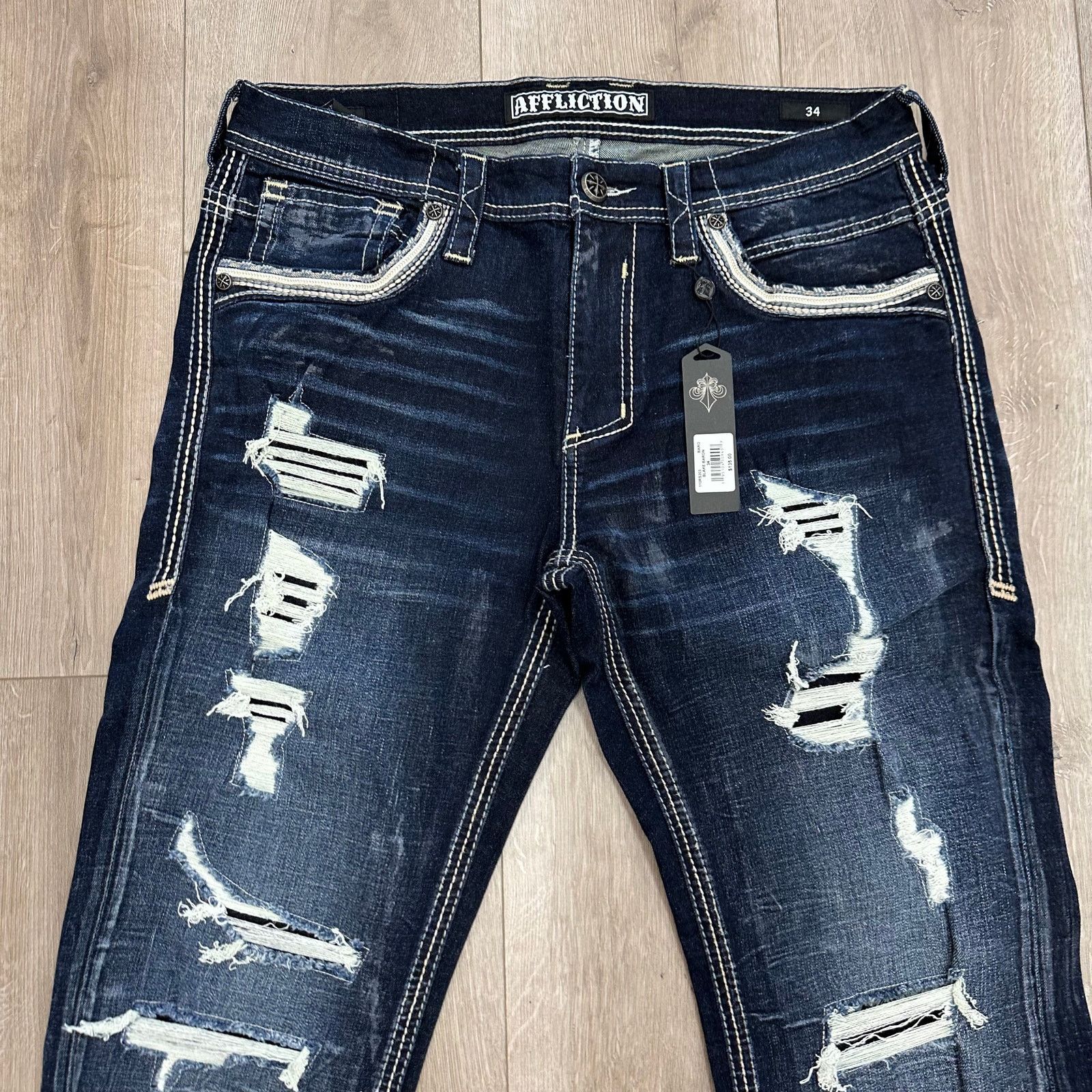 Affliction New Affliction Blake Baron Straight Denim Jeans size 34 B20 Size US 34 / EU 50 - 2 Thumbnail