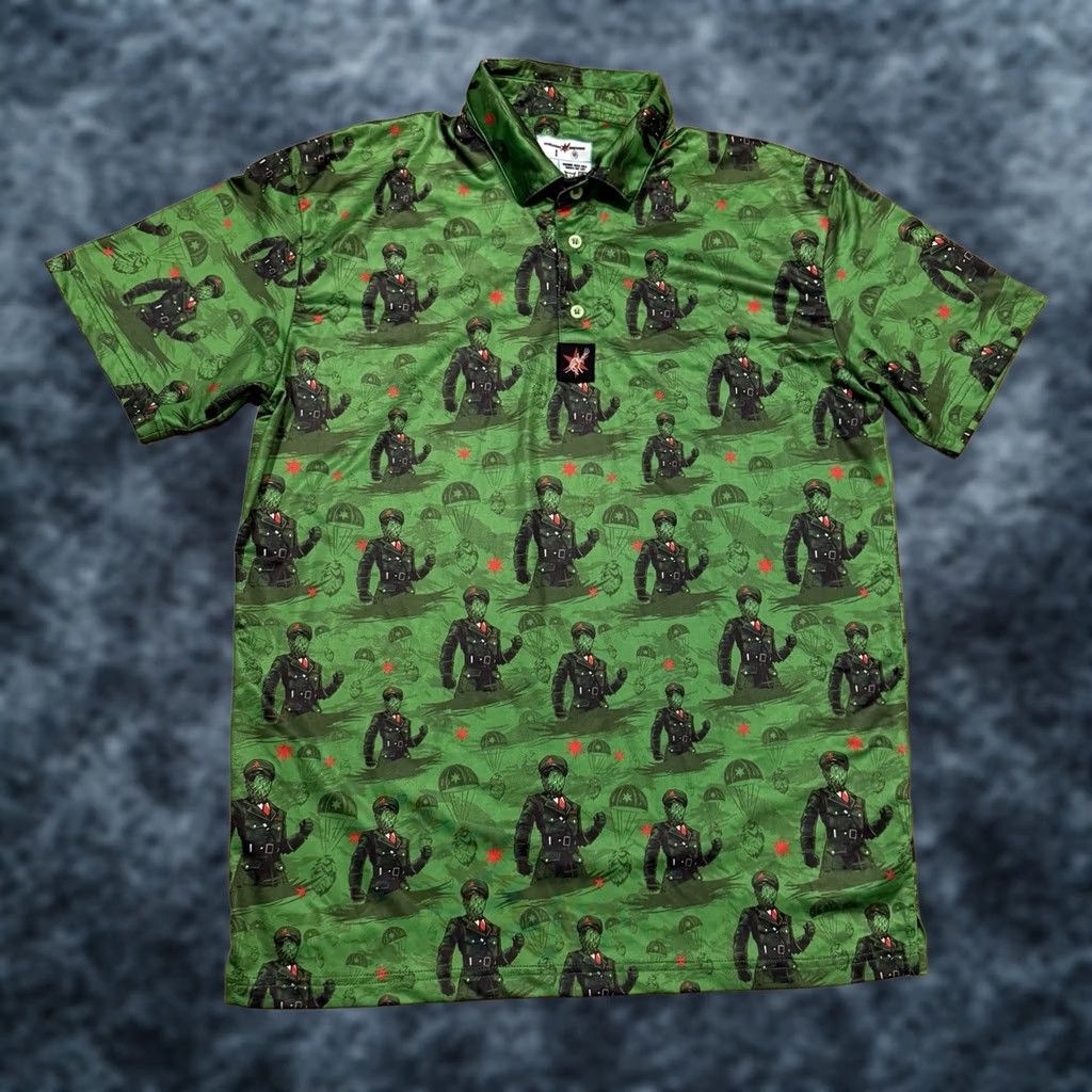 Vintage Revolution Brewing x Snowman Polo Shirt Men’s L Green Short Sleeve Polo Anti-Hero Golf Performance Moisture Wicking Logo Brand Revolution Size US L / EU 52-54 / 3 - 1 Thumbnail