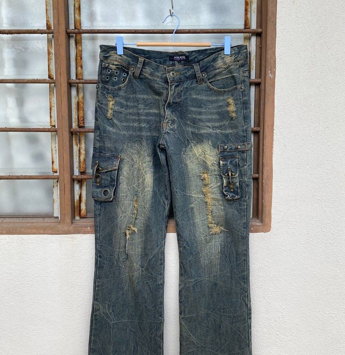 In The Attic Y2K IN THE ATTIC Japan Grunge"Mudwash Distressed Flared Hook Size US 30 / EU 46 - 2 Thumbnail