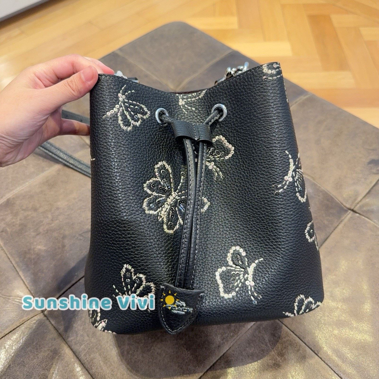 Coach NWT Coach Rowan Bucket Bag Butterfly CCK89 Silver black Size ONE SIZE - 1 Thumbnail