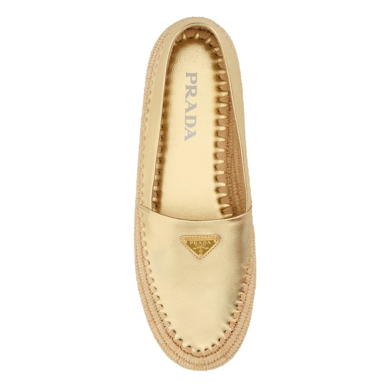 Prada PRADA Triangle Gold Leather Espadrilles Flats New & Authenti Size US 11 / IT 41 - 4 Thumbnail