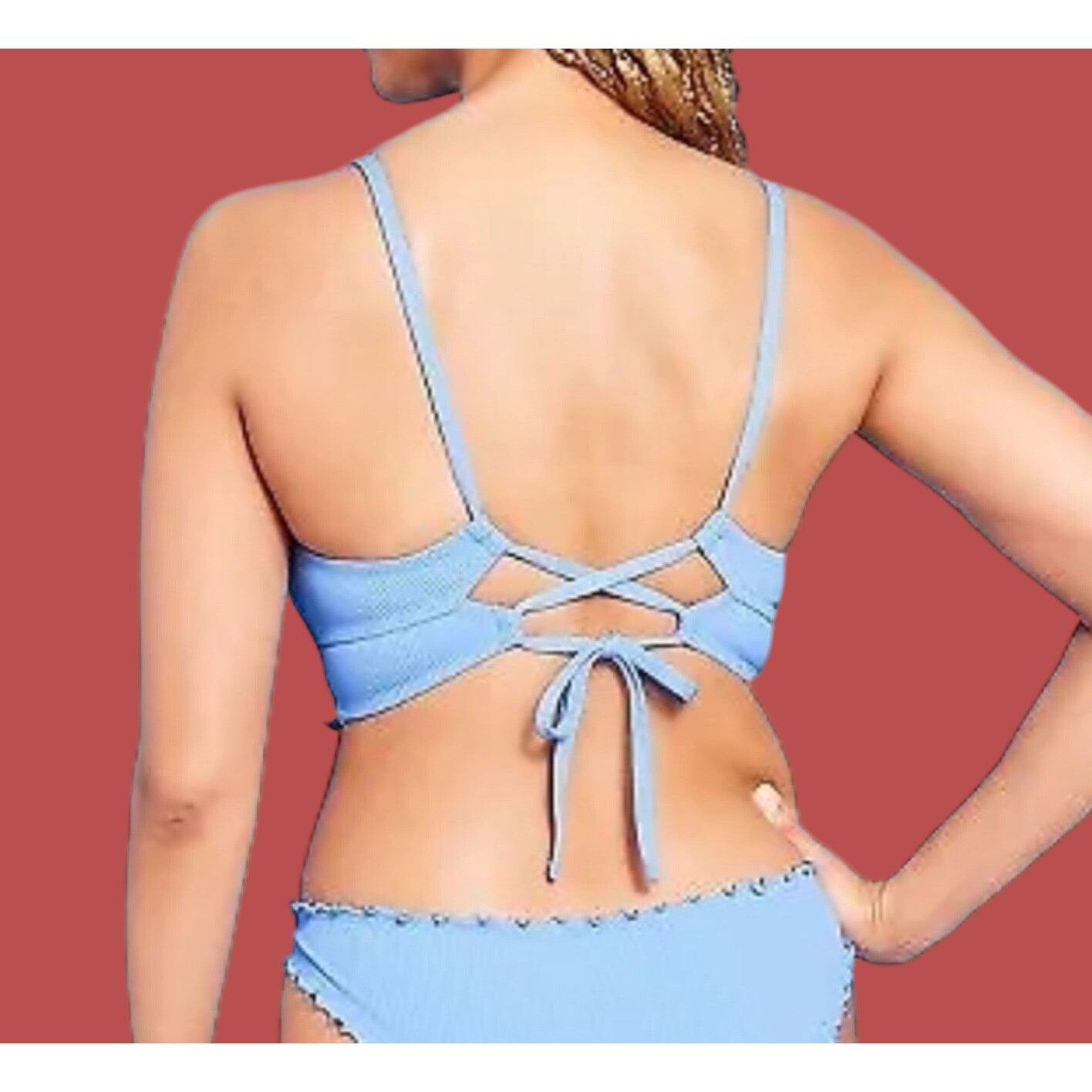 Other Shade & Shore - Women's lightly Lined Longline Ribbed Bikini Size ONE SIZE - 2 Thumbnail