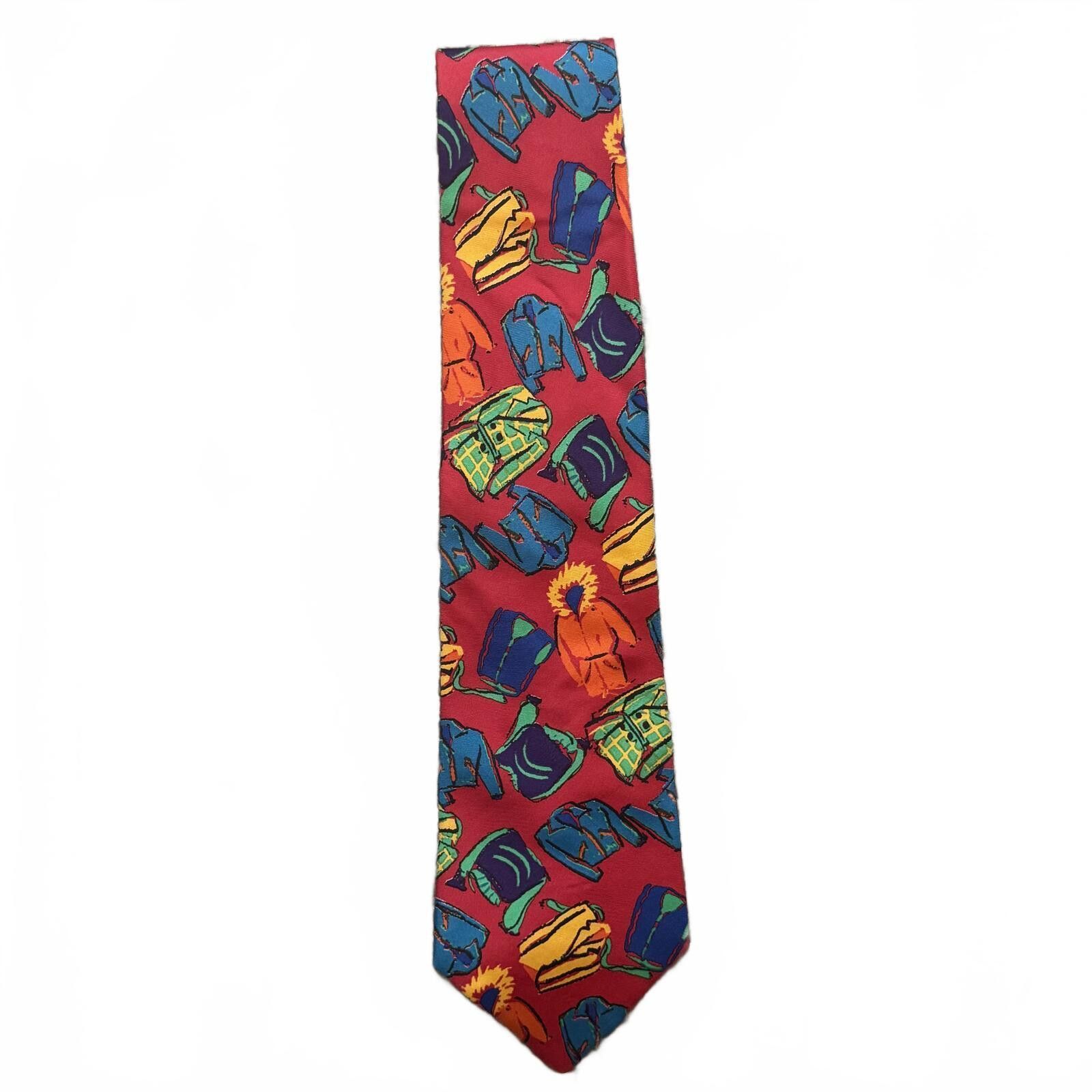 Gap GAP Red Tie with Colorful Jacket Pattern Size ONE SIZE - 2 Thumbnail