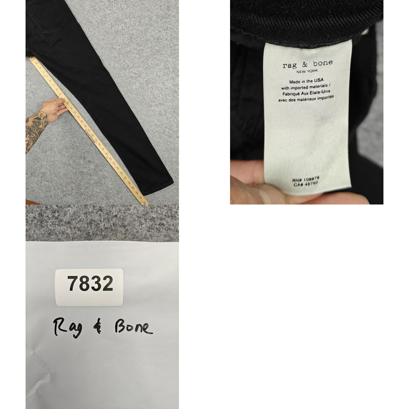 Rag & Bone Rag & Bone Jeans Mens 31x32 Black Fit 1 Skinny Slim Stretch Denim Pants USA Size US 31 - 8 Thumbnail