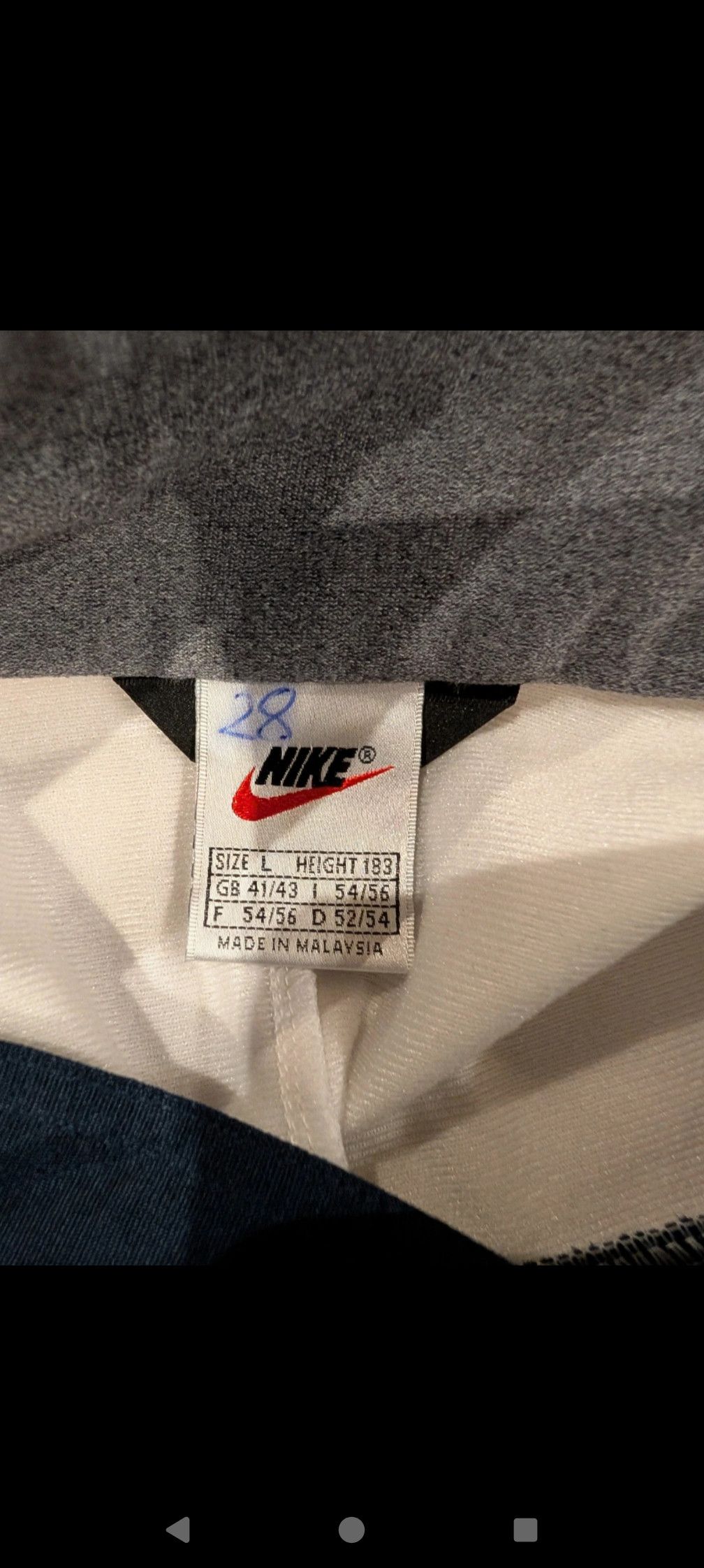 Nike × Vintage Nike Vintage 1990's Navy, White, Grey & Yellow Size US L / EU 52-54 / 3 - 2 Thumbnail