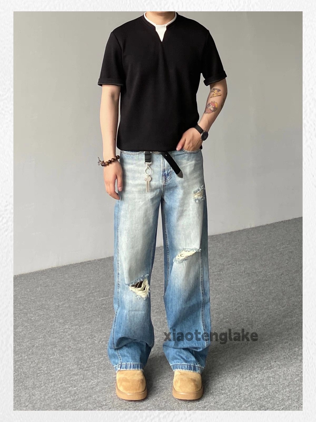 Vintage Custom washed faded loose baggy hiphop ripped jeans Size US 28 / EU 44 - 5 Thumbnail