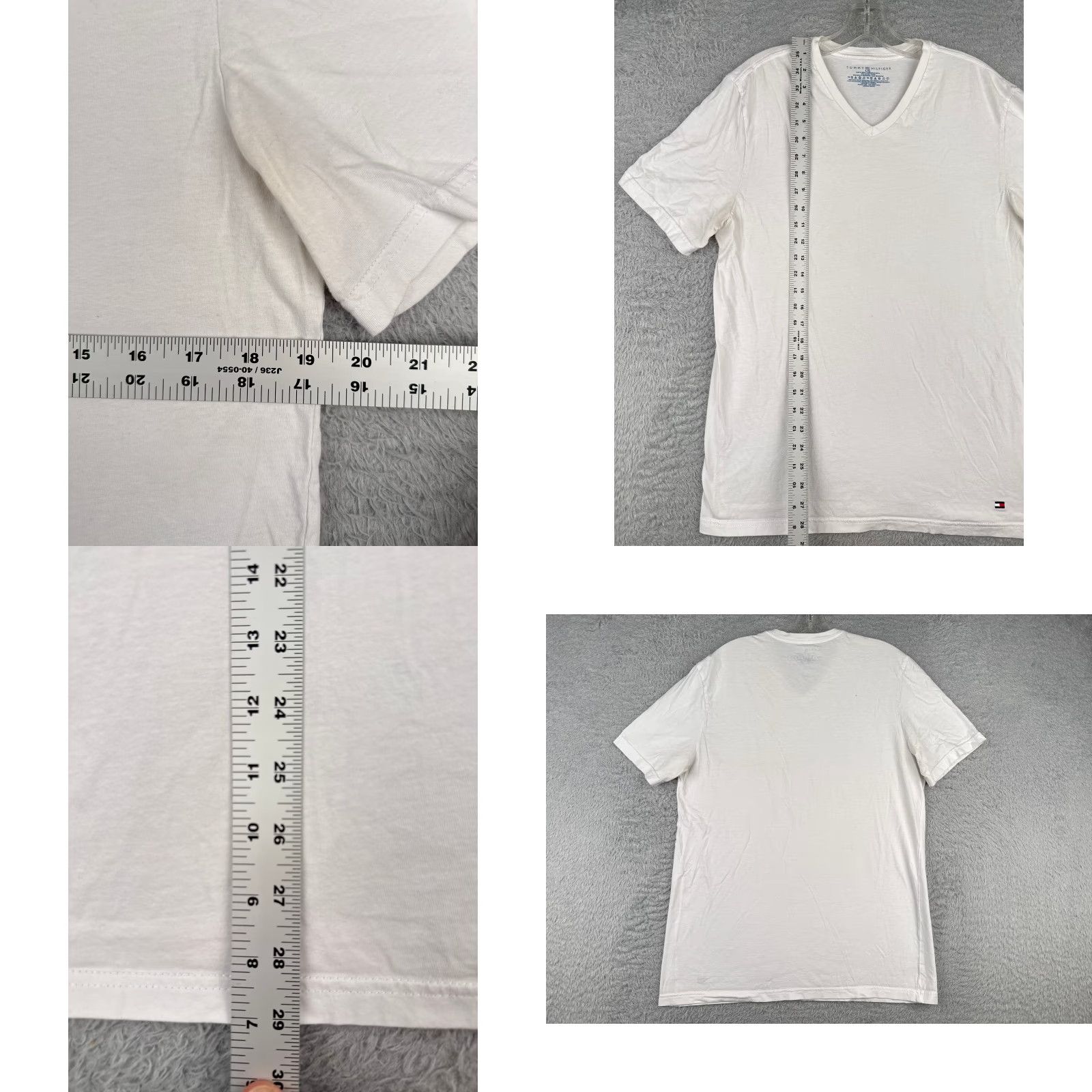 Tommy Hilfiger Tommy Hilfiger Men's Shirt Adult Large White Short Sleeve V-Neck Cotton Logo Casual Size US L / EU 52-54 / 3 - 8 Thumbnail