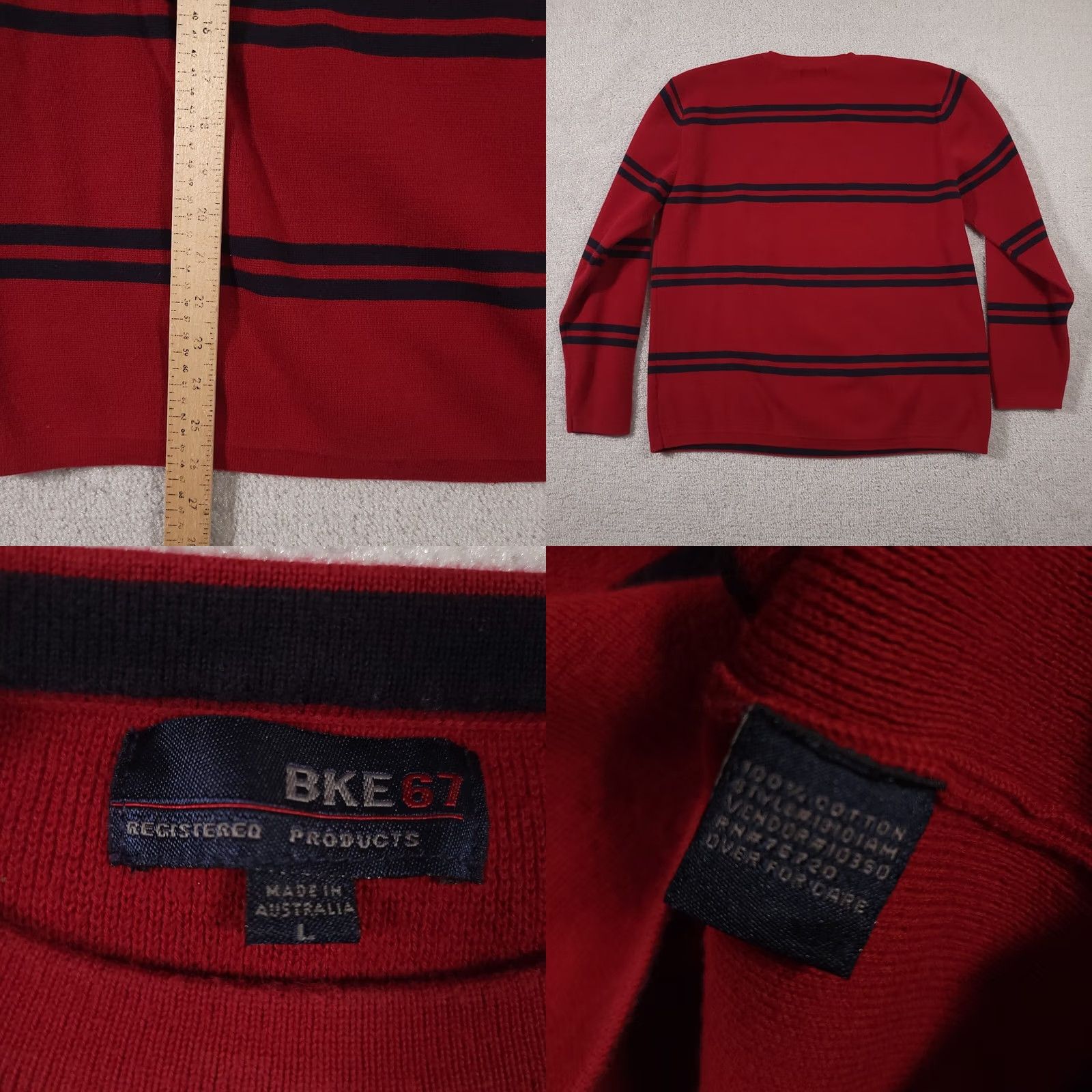 Vintage VINTAGE Buckle BKE 67 Mens Large Red Striped Pullover Sweater Crew Neck Knit Size US L / EU 52-54 / 3 - 8 Thumbnail