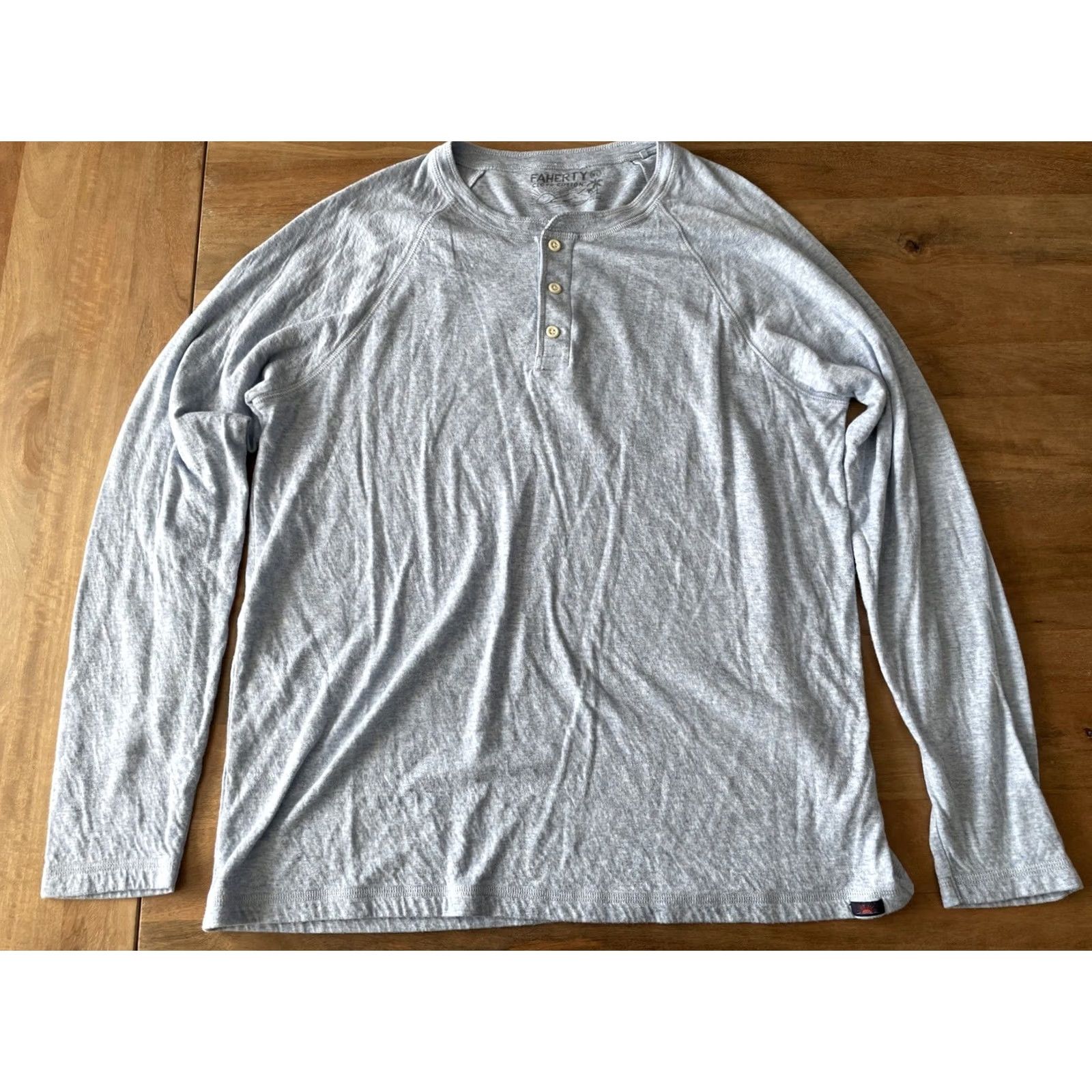 Faherty Faherty Henley Shirt Mens XL Light Blue Cloud Cotton Long Sleeve Pima Modal Soft Regular Mens XL Blue Henley Shirt Size US XL / EU 56 / 4 - 2 Thumbnail