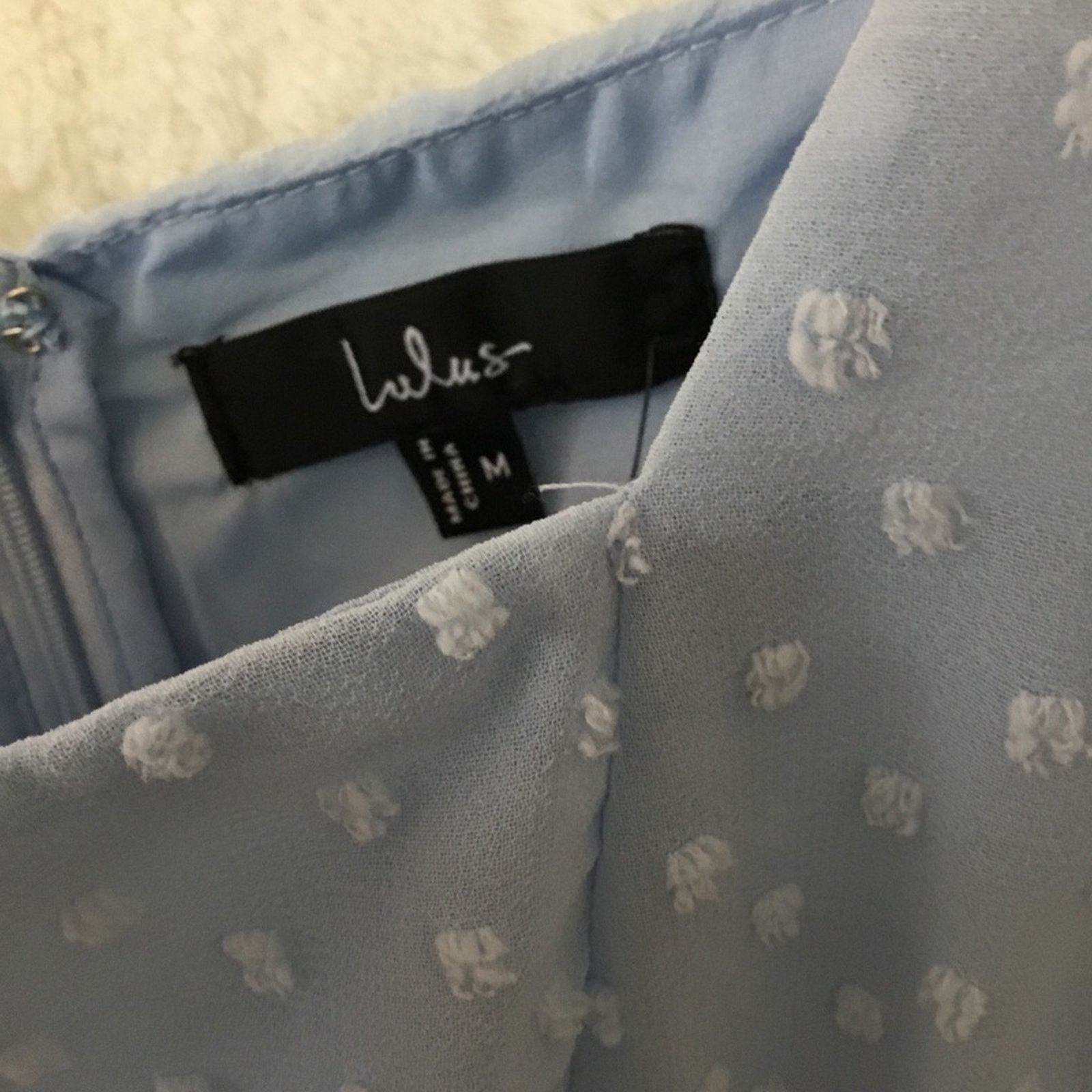 Other Lulus Sky Blue Polka Dots Midi Dress Size M / US 6-8 / IT 42-44 - 3 Thumbnail
