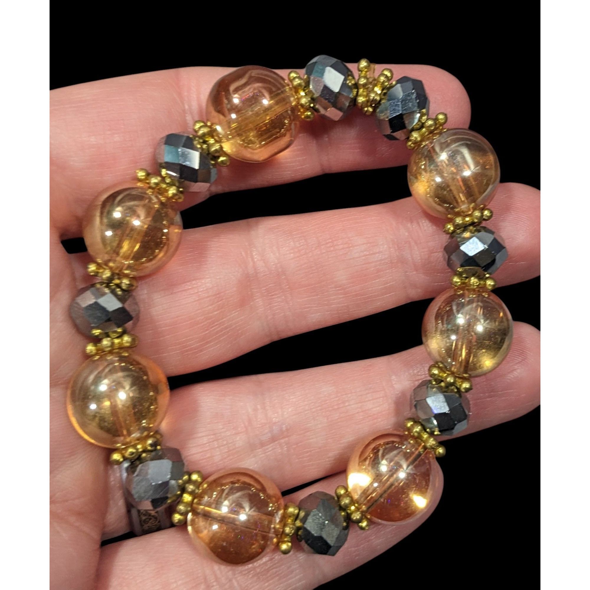 Other Whimsical Silver And Gold Tone Glass Beaded Bracelet Size ONE SIZE - 4 Thumbnail