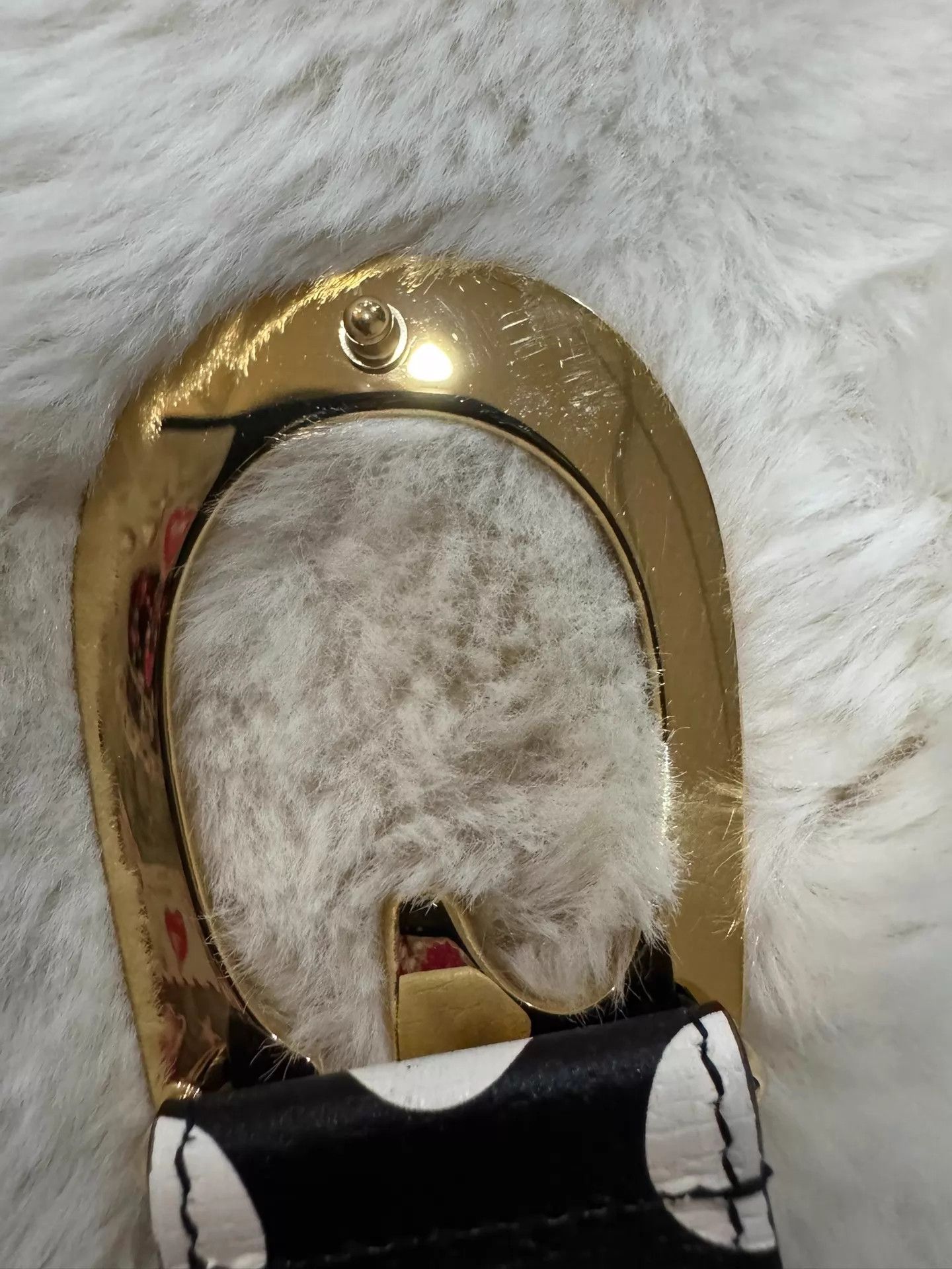 Gucci Gucci Black White Polka Dot Gold Buckle Belt 85 Size ONE SIZE - 4 Thumbnail