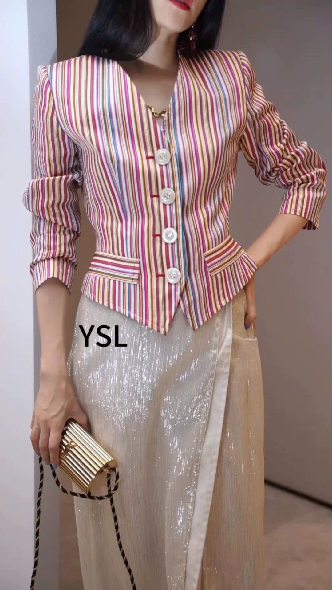 Yves Saint Laurent YSL Vintage Cotton Striped Short Blazer FR34/S Size XS / US 0-2 / IT 36-38 - 1 Thumbnail