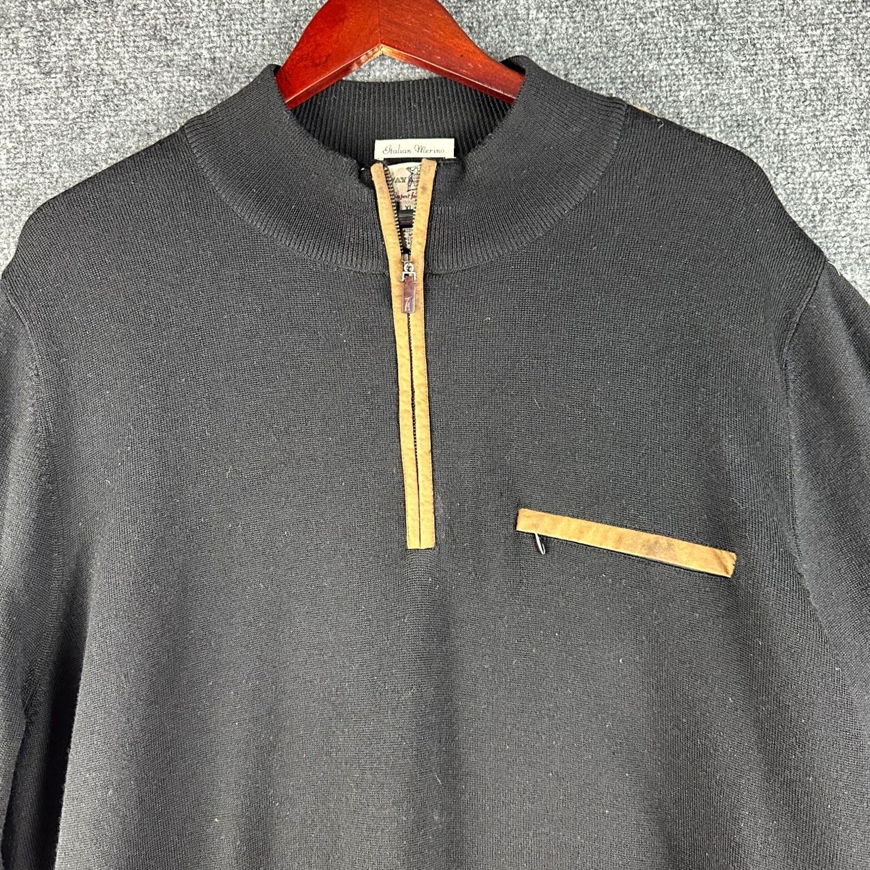 Vintage Fairway & Greene Sweater Mens XL Black 1/4 Zip Lined Wool Ribbed Cuffs V-Neck Pullover Knit Regular Seasonal Size US XL / EU 56 / 4 - 4 Thumbnail