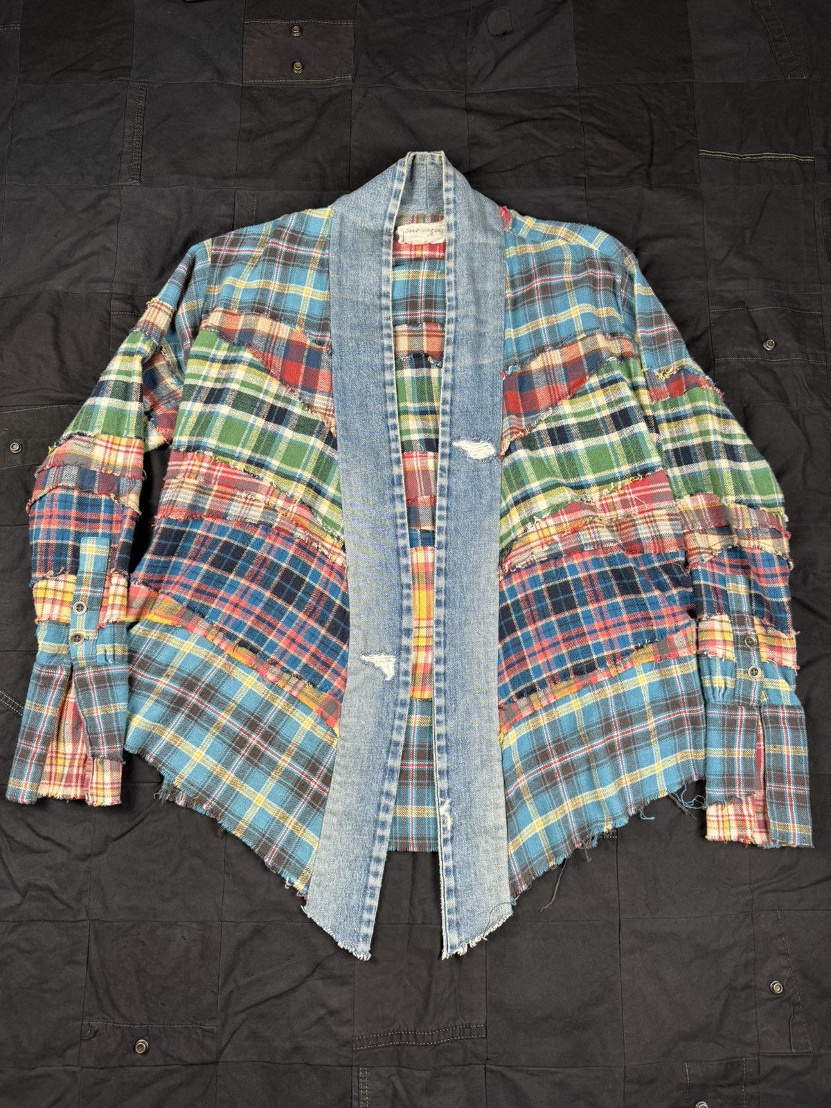 image of Greg Lauren Mixed Flannel Kimono Studio, Men's (Size Large)