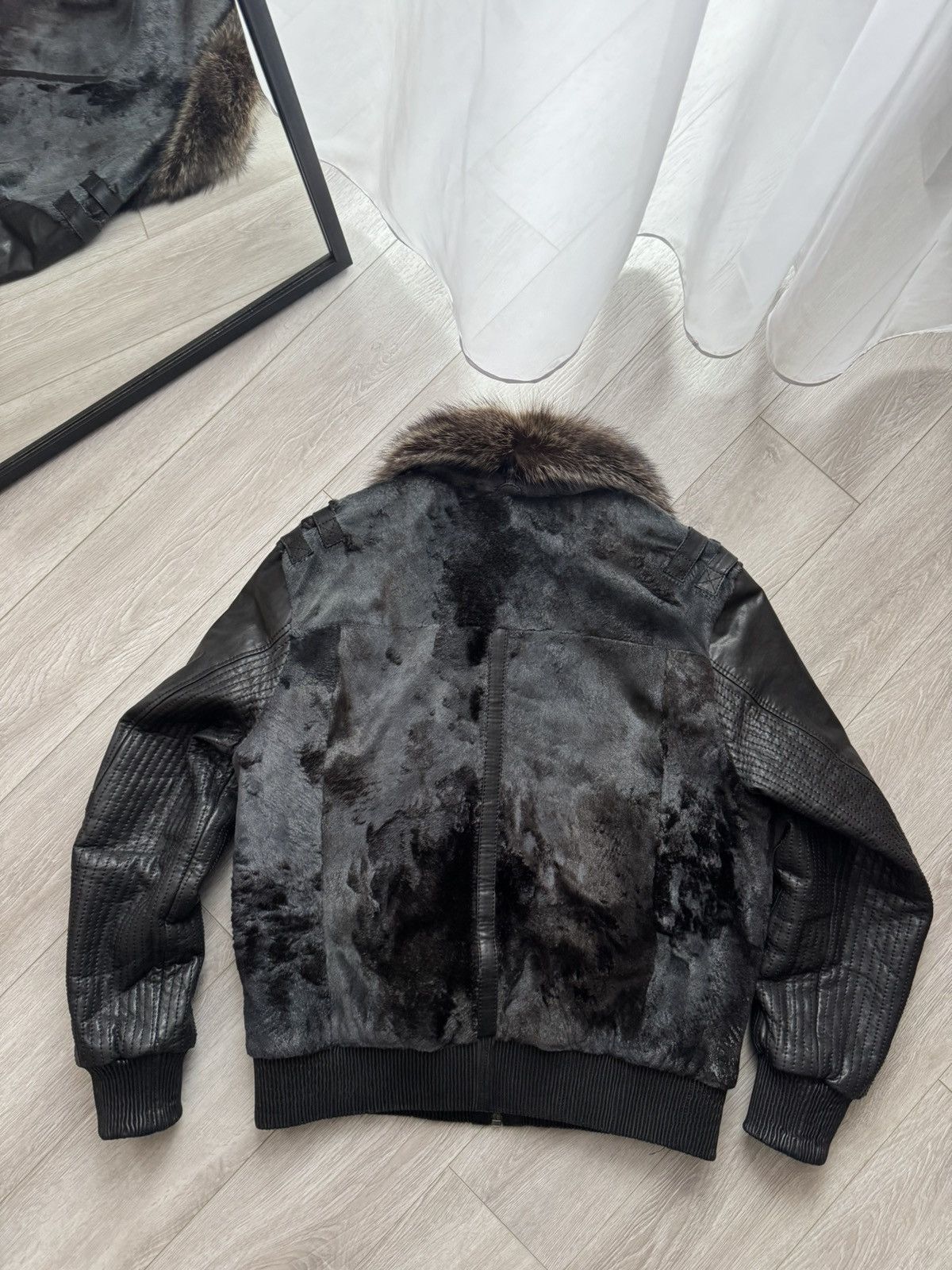 Vintage Levinson Black Leather Shearling Bomber Jacket Size US M / EU 48-50 / 2 - 7 Thumbnail
