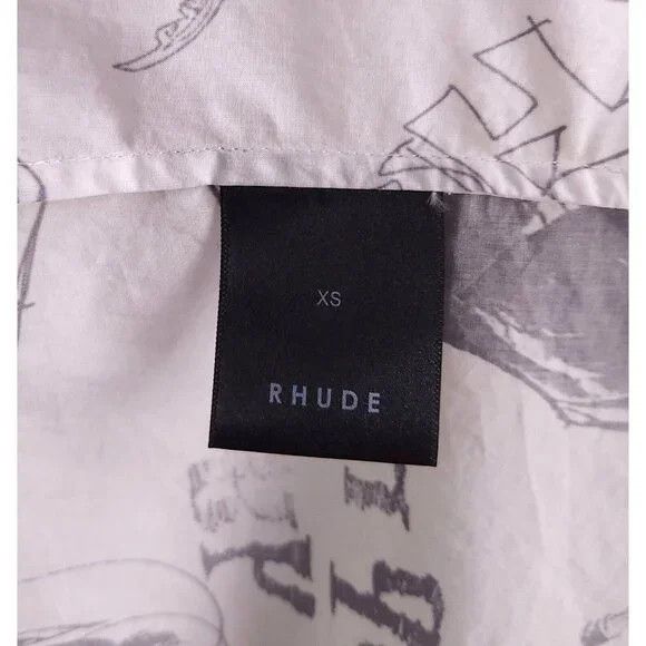 Rhude Rhude Doodle Hawaiian Shirt Size XS White Gray Unisex style Size US XS / EU 42 / 0 - 10 Thumbnail