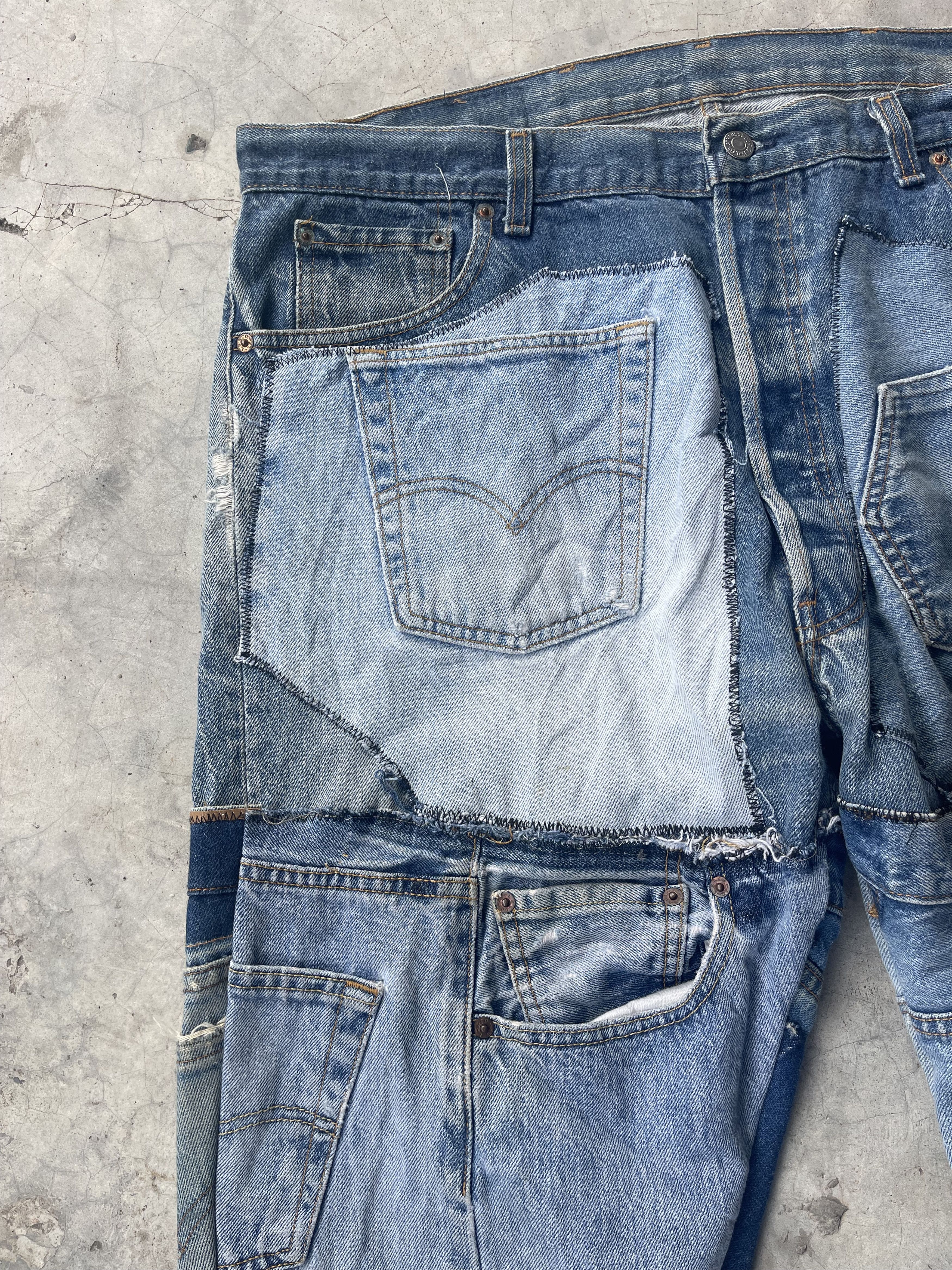 Levi's Vintage Clothing Vintage Levis 501 Reconstruct Patchwork Distressed Sz 42 Size US 42 / EU 58 - 3 Thumbnail