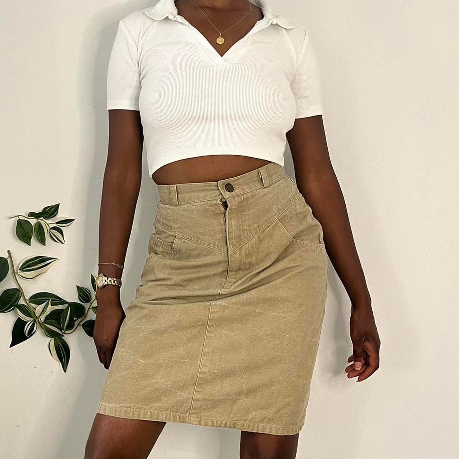 Other High waisted khaki denim skirt Size 25" / US 0 / IT 36 - 1 Thumbnail