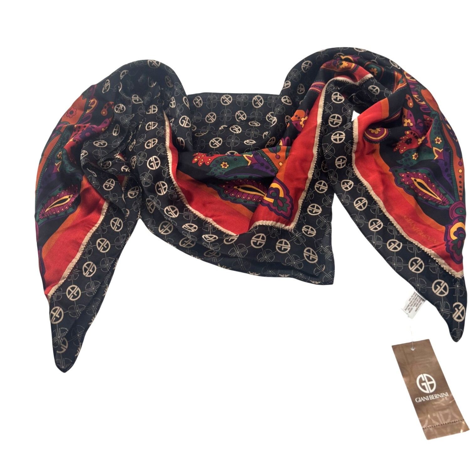 Giani Bernini Giani Bernini Logo Paisley Border Printed Scarf, Black-multi Size ONE SIZE - 3 Thumbnail