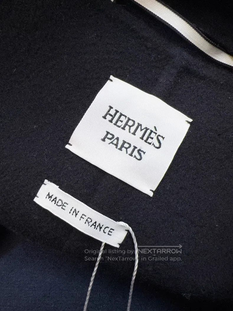 Hermes Hermes Black and Navy Blue Double-Faced Cashmere Coat with Size S / US 4 / IT 40 - 6 Thumbnail