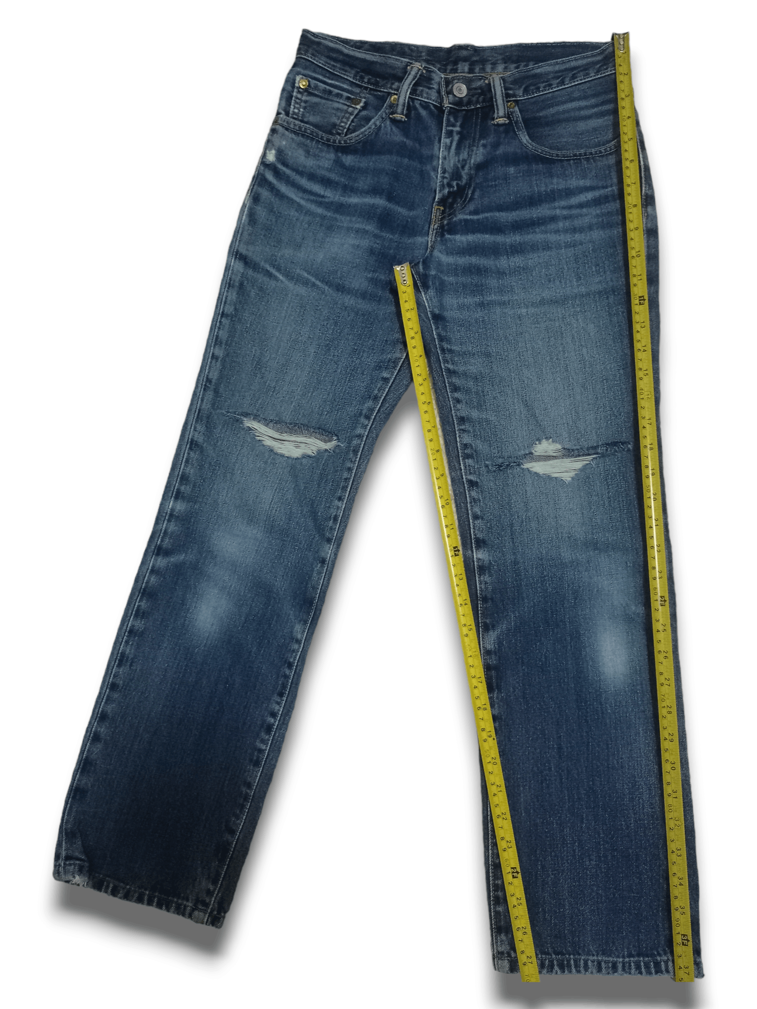 Levi's Vintage Y2K Levis 502 V Stitch Blue Wash Distressed Jeans Size US 29 - 10 Thumbnail