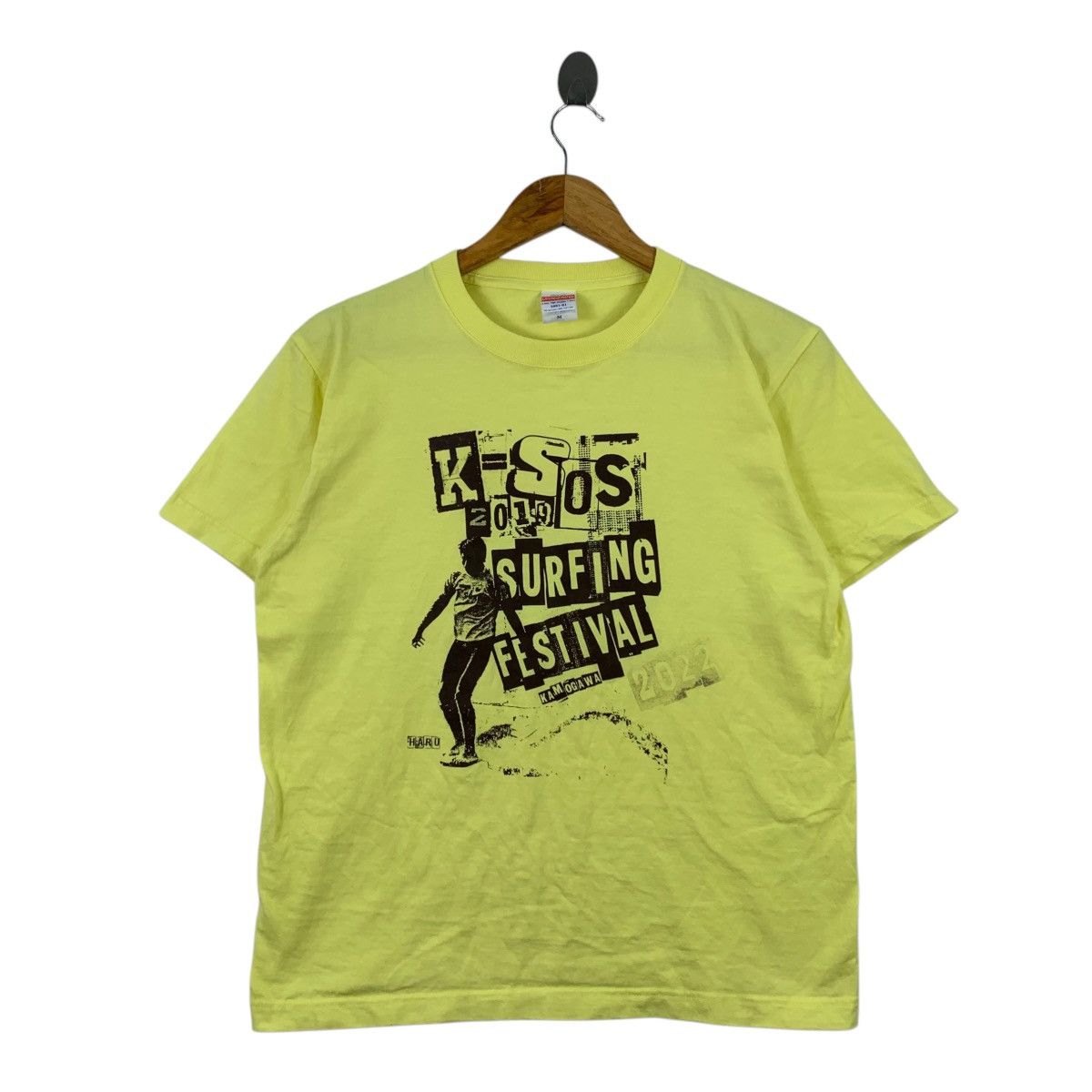 Vintage K=SOS 2019 Surfing Festival Kamogawa Print Yellow Shirt Size US M / EU 48-50 / 2 - 1 Thumbnail