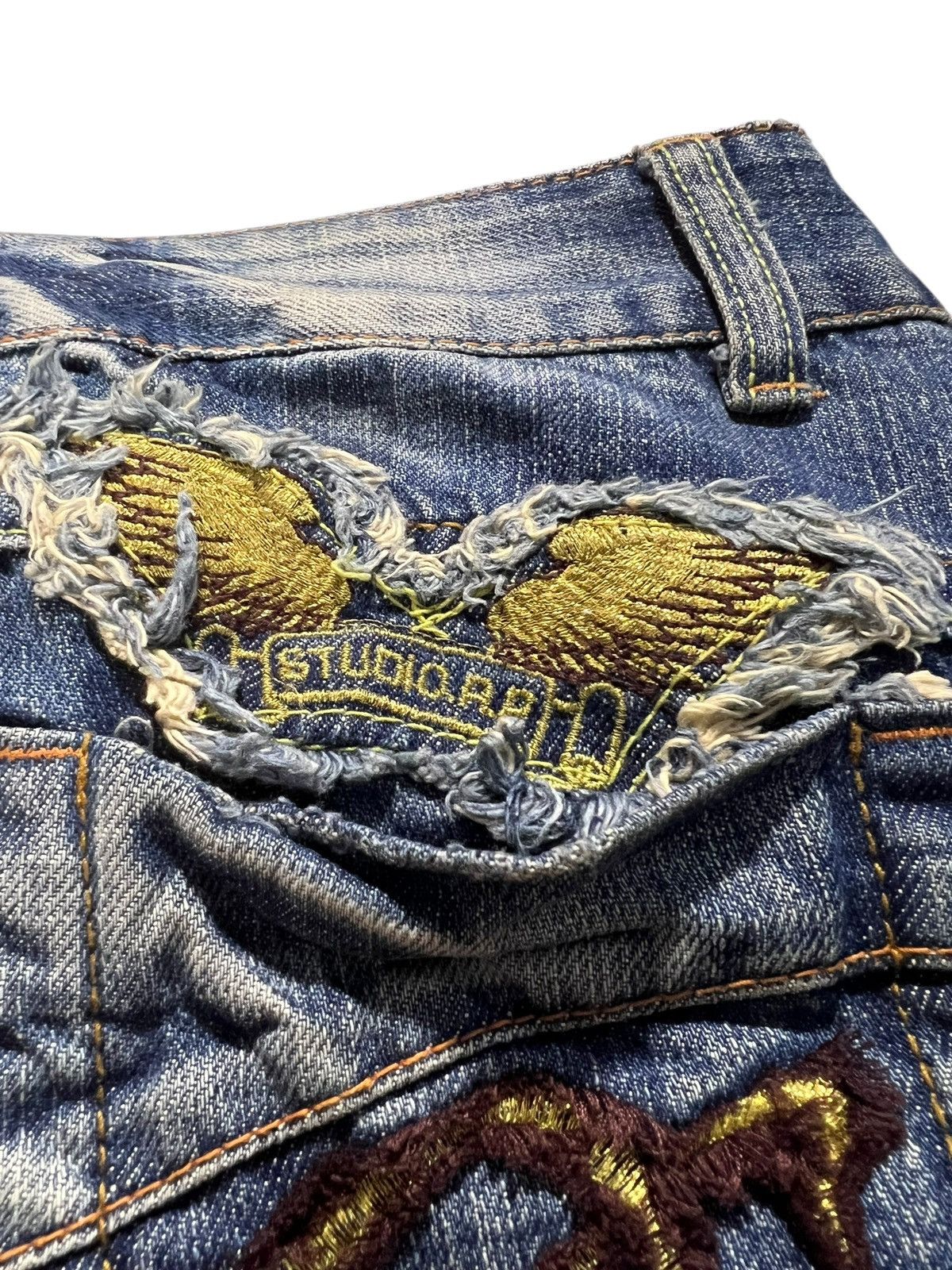 If Six Was Nine × Japanese Brand STUDIO R P&DENIM FLARE JEANS Size 29" - 16 Thumbnail