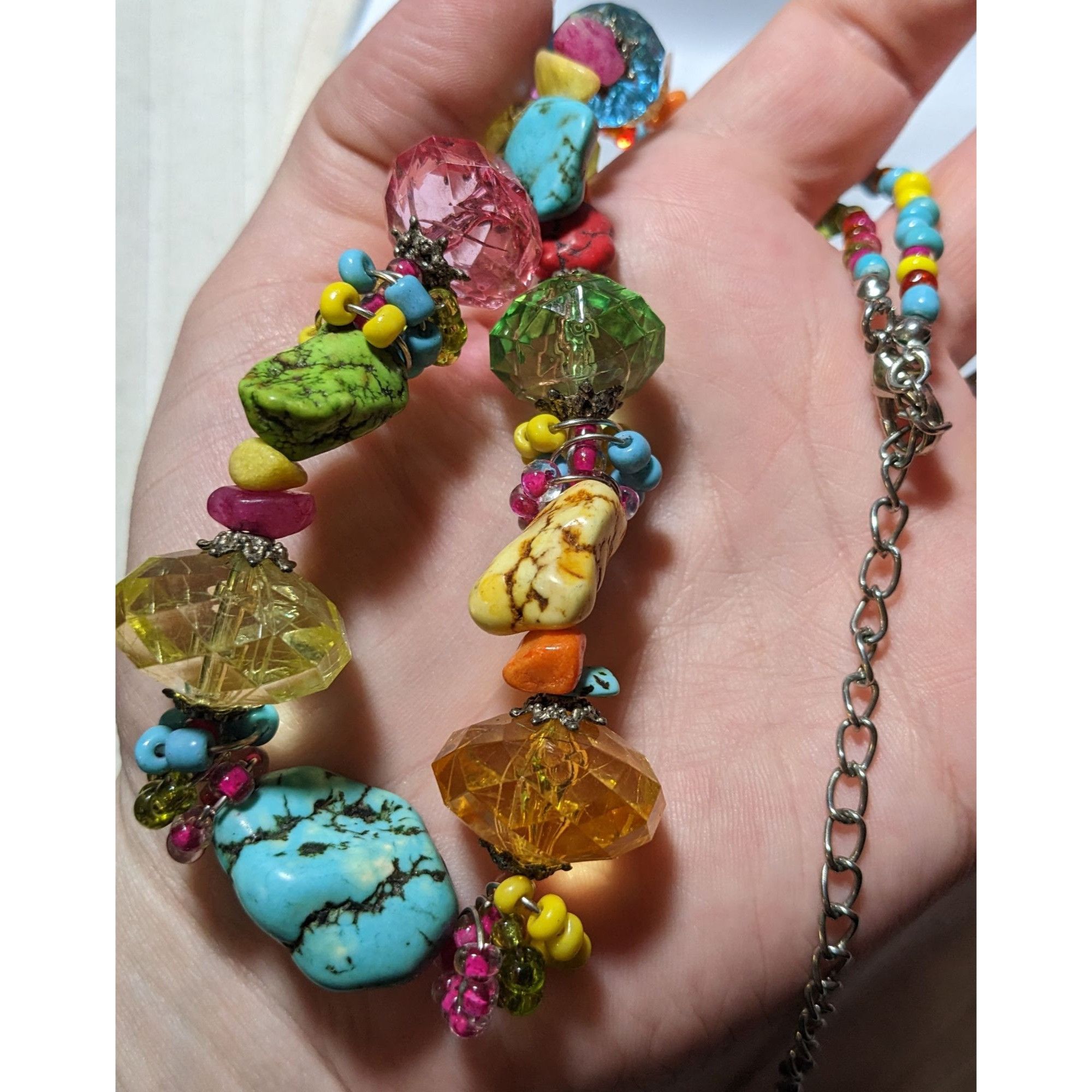 Other Vintage Candycore Rainbow Glass Stone Beaded Necklace Size ONE SIZE - 7 Thumbnail