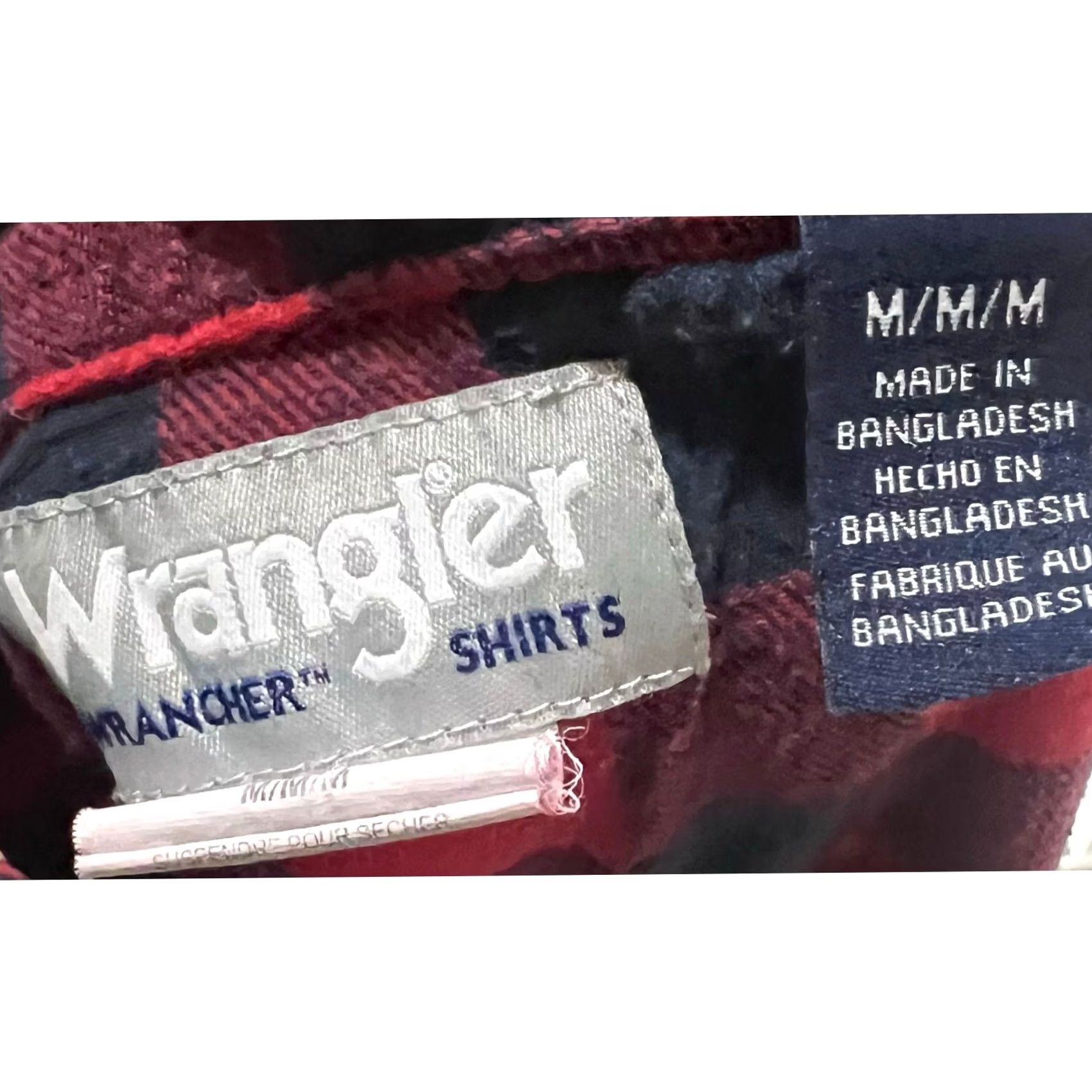 Wrangler VINTAGE Wrangler Plaid Shirt Mens M Flannel Pearl Snaps Cotton Red | Button-Up, Long Sleeve, Western, 1970s-80s vibe Size US M / EU 48-50 / 2 - 4 Thumbnail