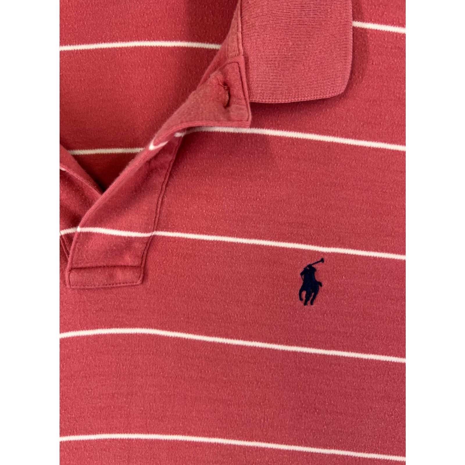 Ralph Lauren VINTAGE Polo Ralph Lauren Shirt Adult Large Pink White Stripe 100% Cotton Jersey Polo Mens Size US L / EU 52-54 / 3 - 6 Thumbnail
