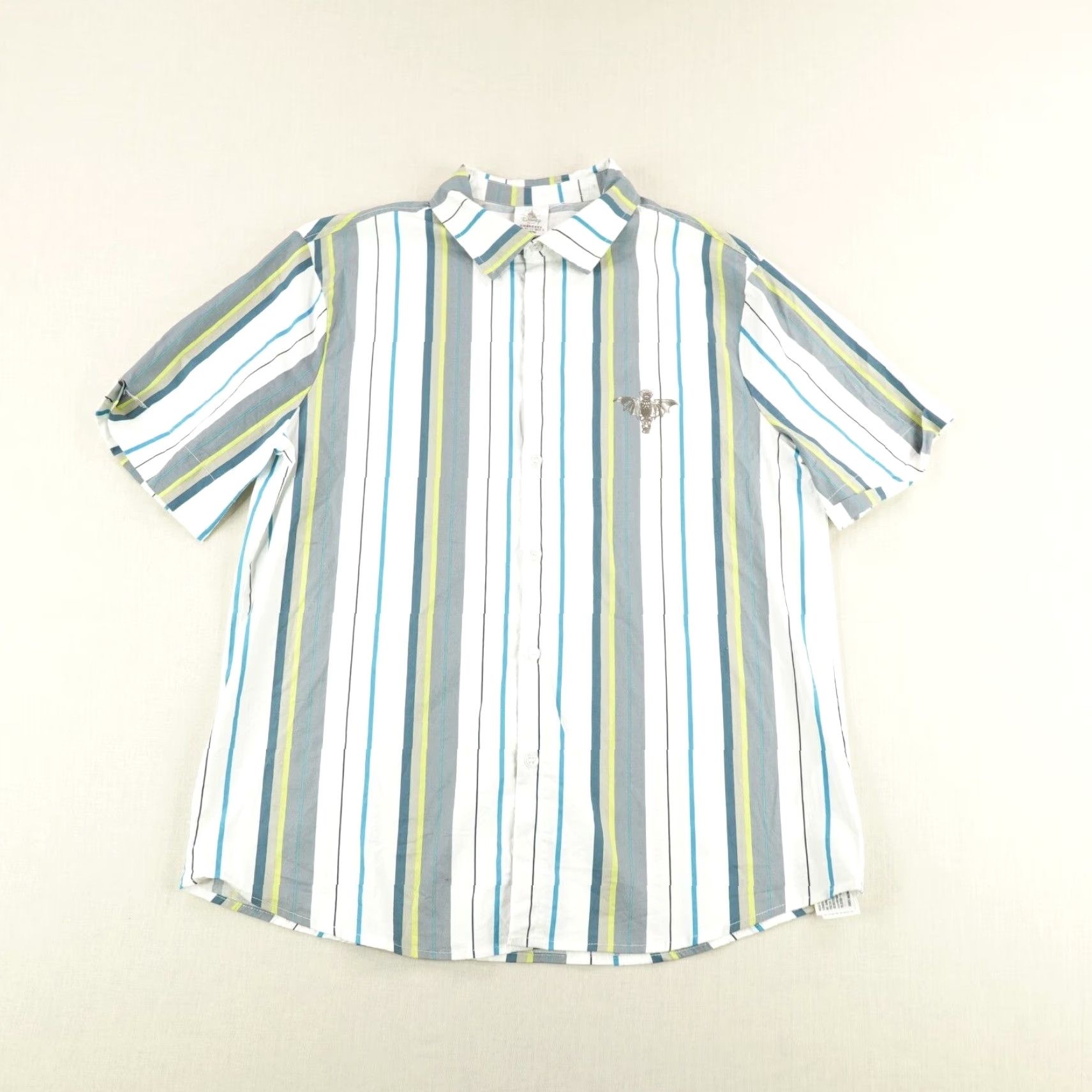 Disney VINTAGE Disney Men's Short Sleeve Shirt Medium White Blue Stripes Halloween Horror Casual Size US M / EU 48-50 / 2 - 2 Thumbnail